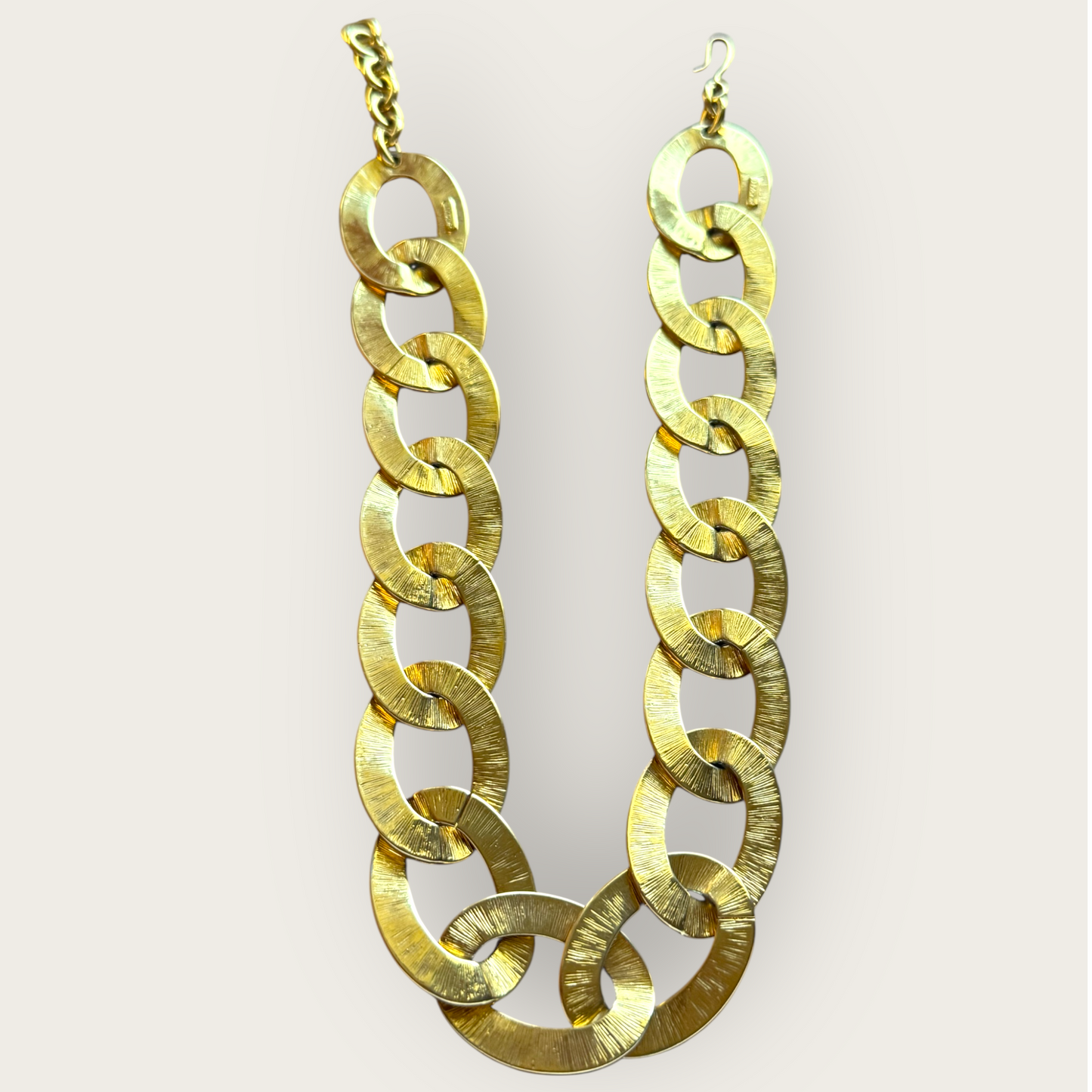 Vintage Monet Chunky Gold-Tone Link Necklace – Bold Runway Statement Chain, Signed