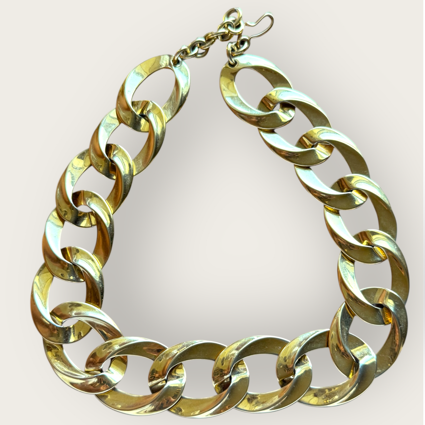 Vintage Monet Chunky Gold-Tone Link Necklace – Bold Runway Statement Chain, Signed