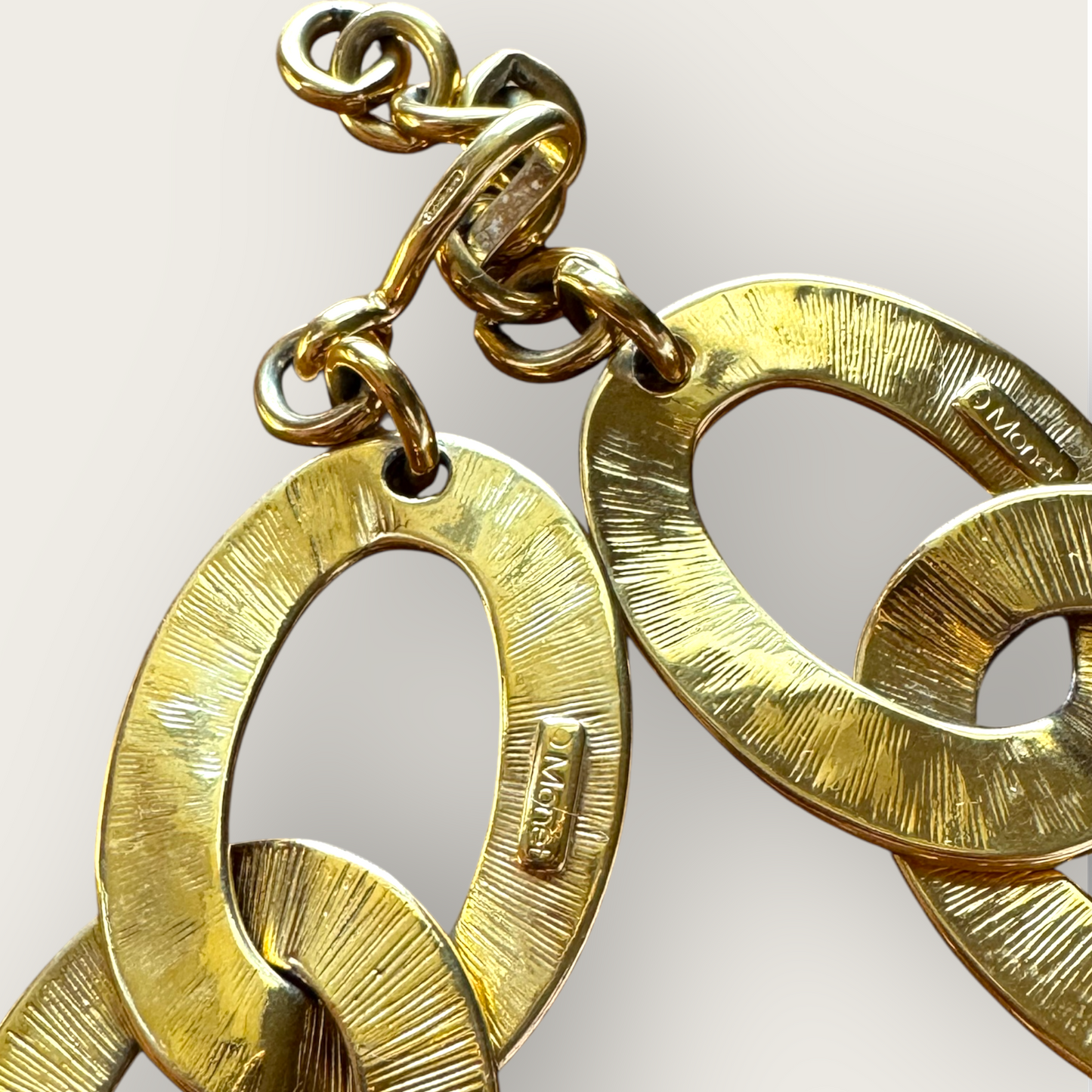 Vintage Monet Chunky Gold-Tone Link Necklace – Bold Runway Statement Chain, Signed