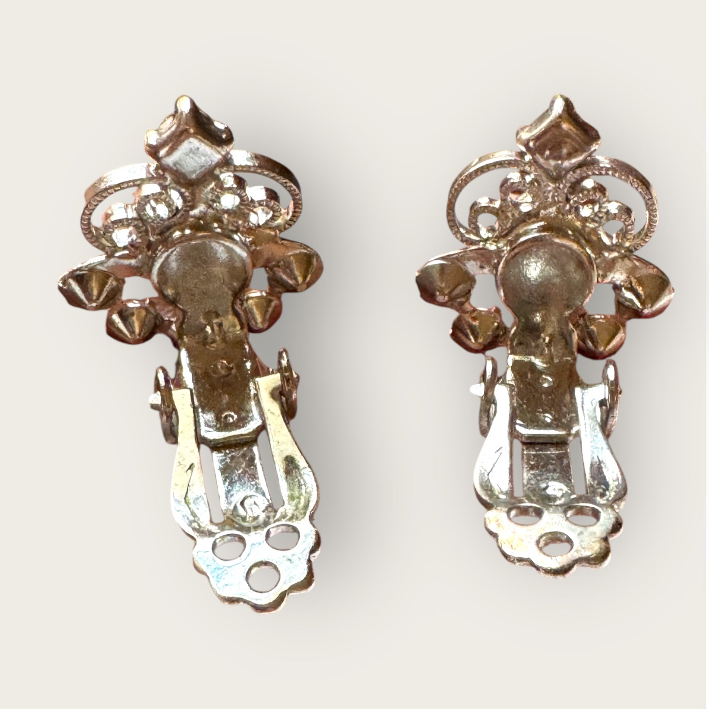 Juliana Style Vintage Silvertone Brooch & Earring Set – Smoky Gray Rhinestones with Dangles