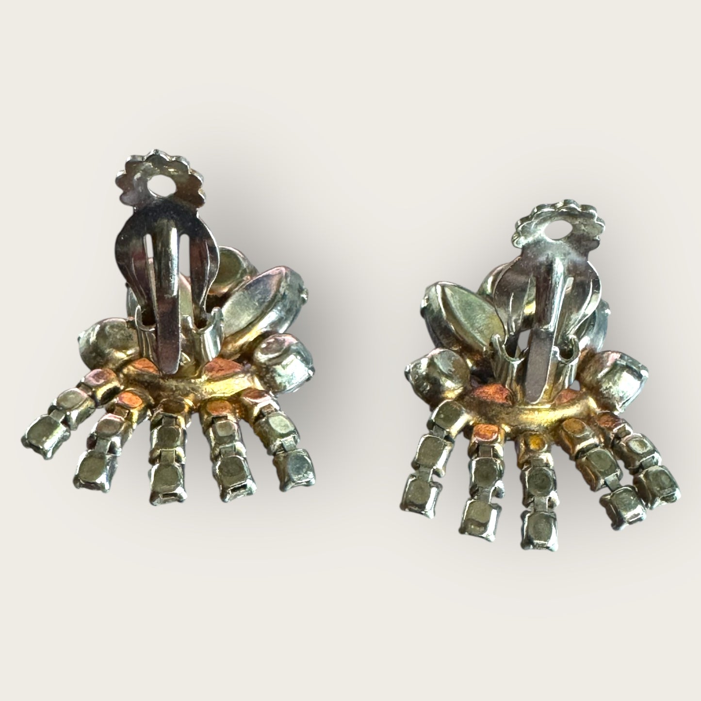 vinyage 1950s Lavender Navette & Smoky Crystal Dangle Earrings
