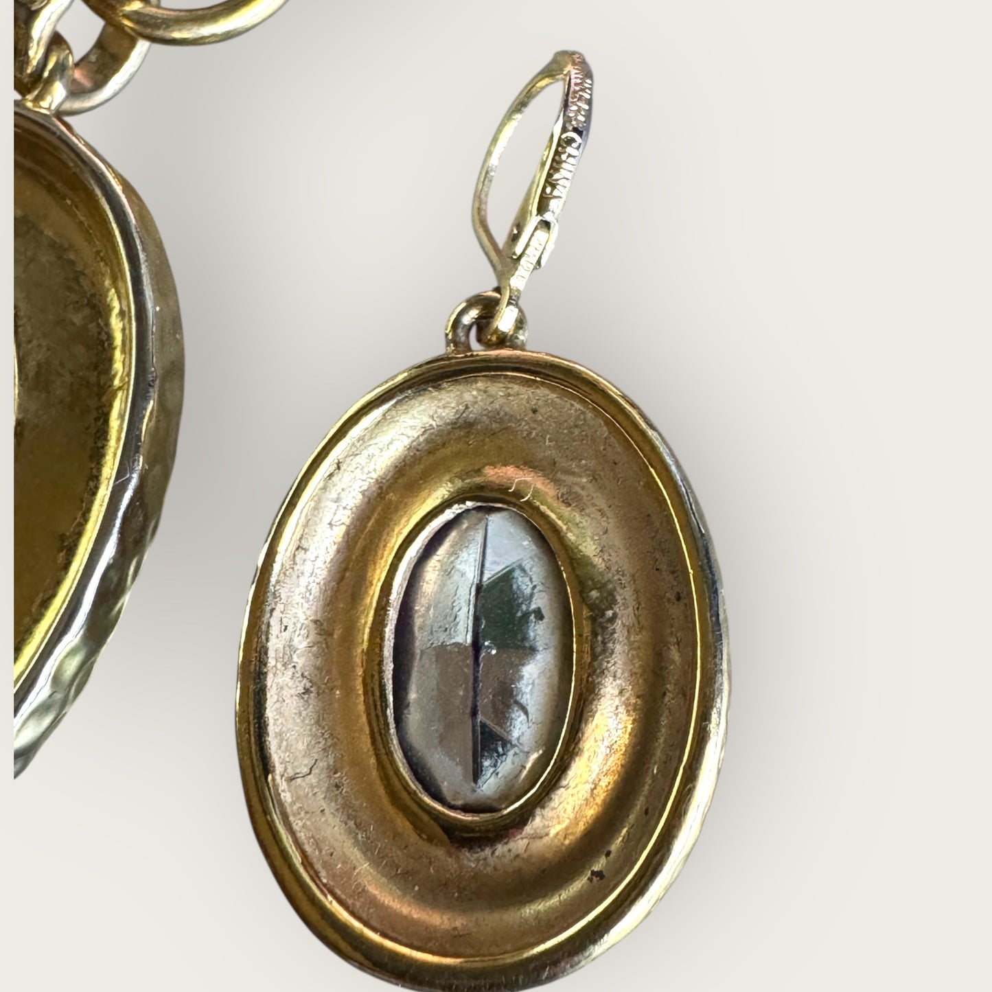 Joan Rivers Amethyst Glass Pendant Necklace & Lucite Earrings Set – Gold Tone Signed Vintage Jewelry