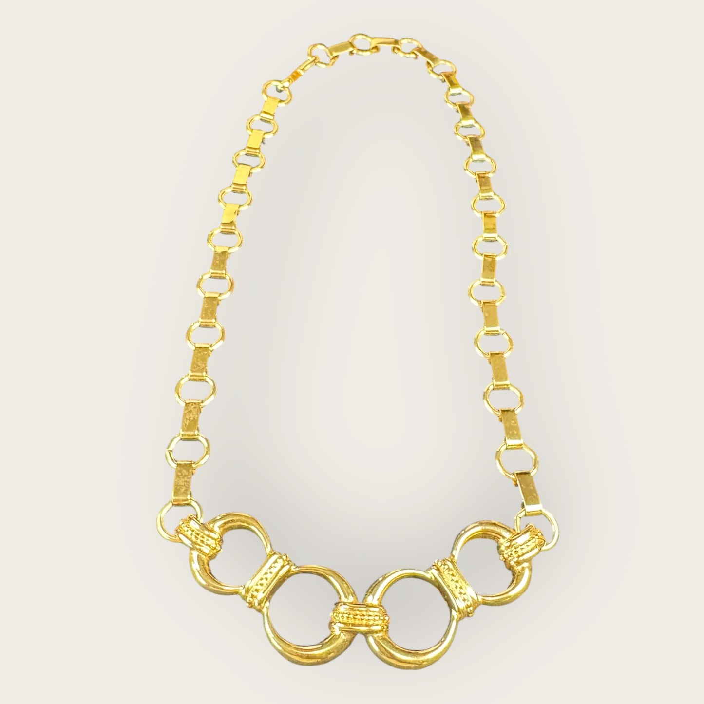 Vintage Monet Gold-Plated Link Statement Necklace – 1980s Bold Couture Style
