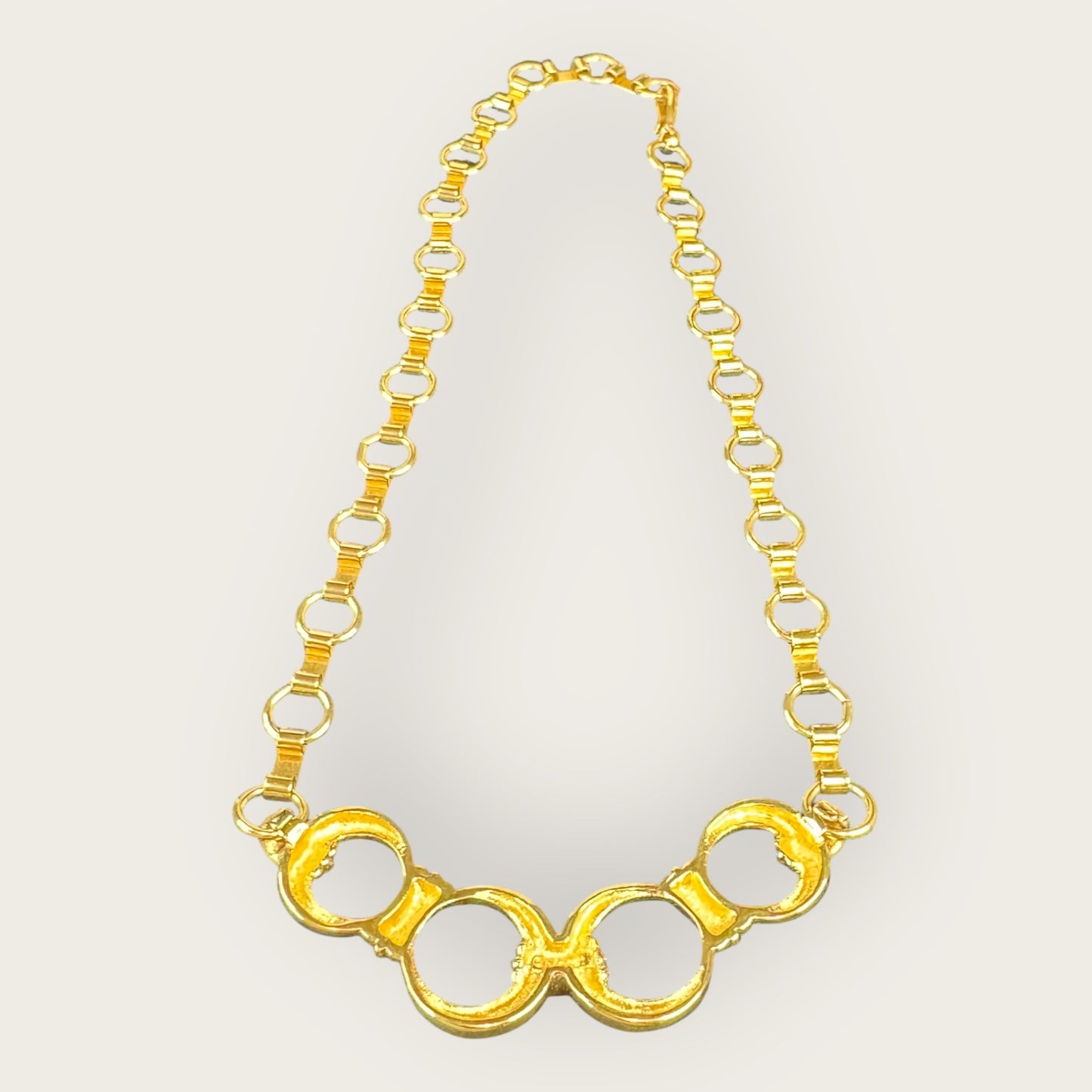 Vintage Monet Gold-Plated Link Statement Necklace – 1980s Bold Couture Style