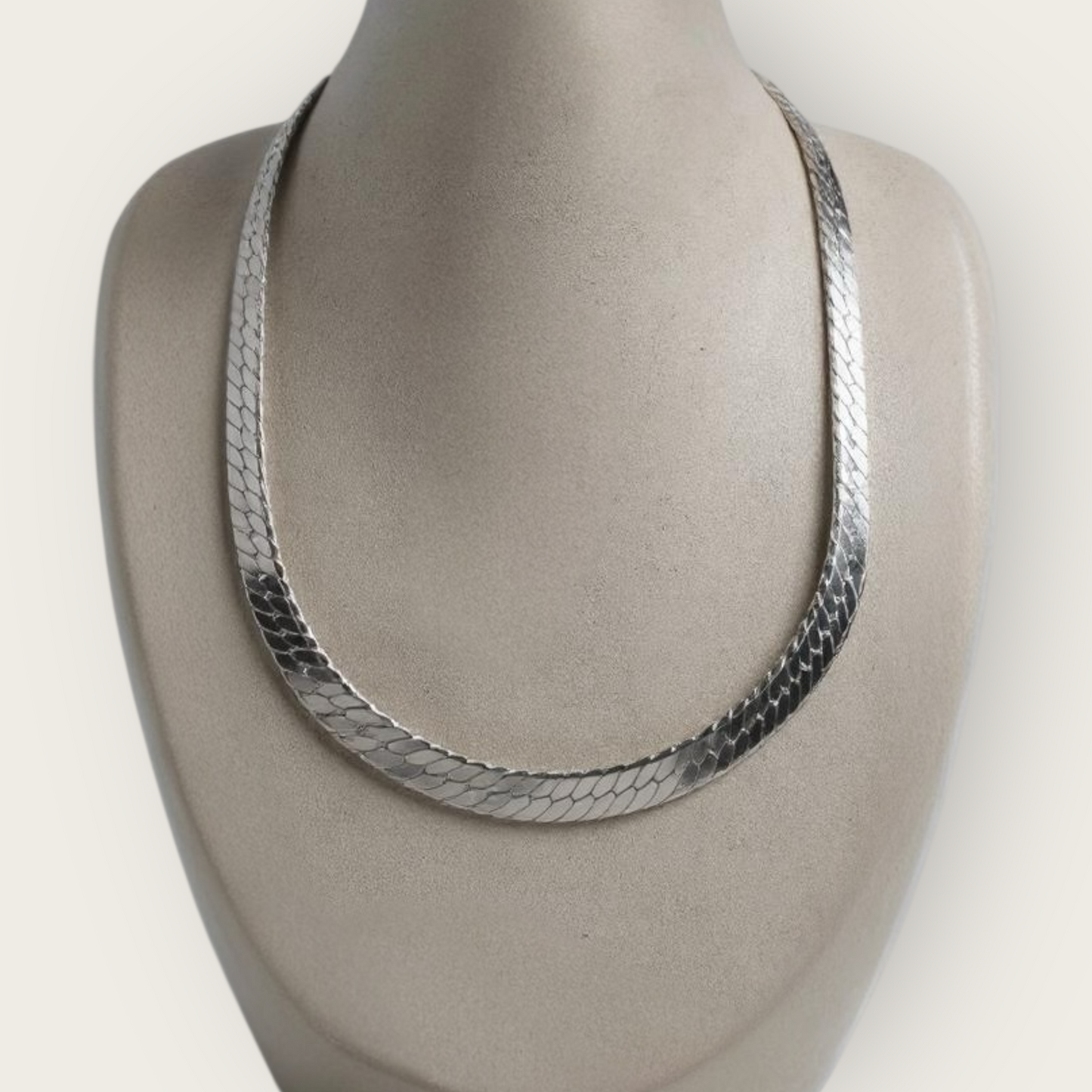 Vintage Napier Herringbone Necklace with Original Tag – Thick Silver-Tone Statement, 18” Patent Pending