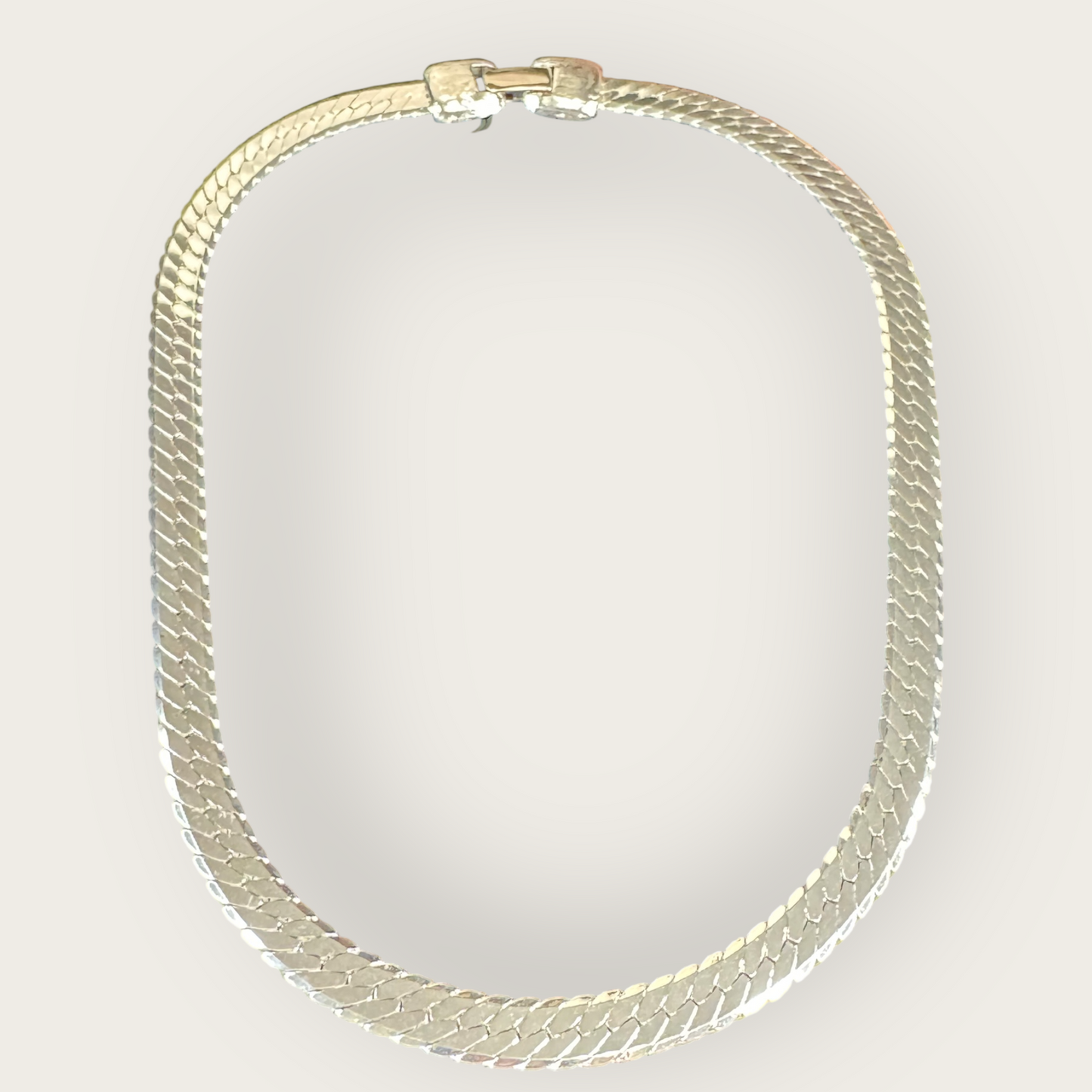Vintage Napier Herringbone Necklace with Original Tag – Thick Silver-Tone Statement, 18” Patent Pending