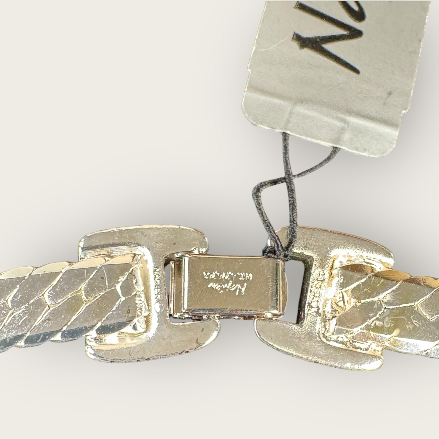 Vintage Napier Herringbone Necklace with Original Tag – Thick Silver-Tone Statement, 18” Patent Pending