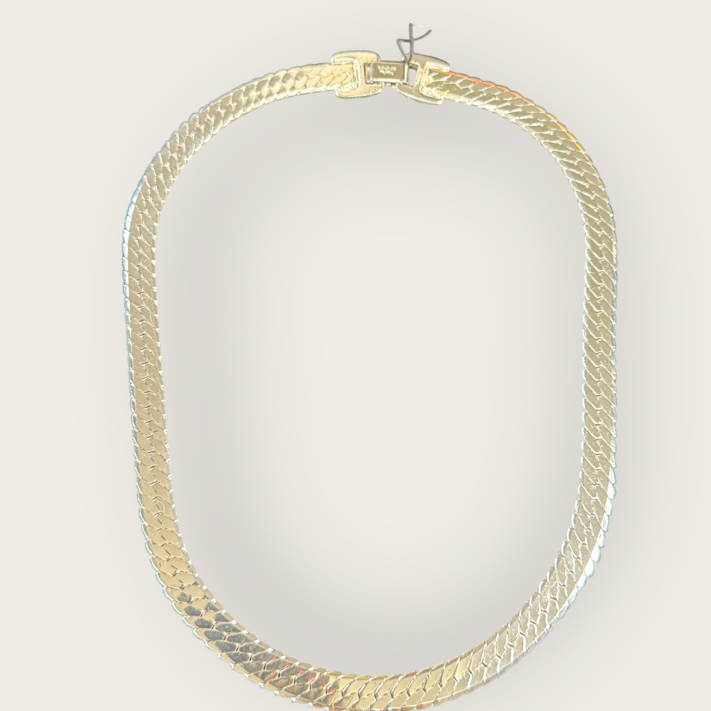 Vintage Napier Herringbone Necklace with Original Tag – Thick Silver-Tone Statement, 18” Patent Pending