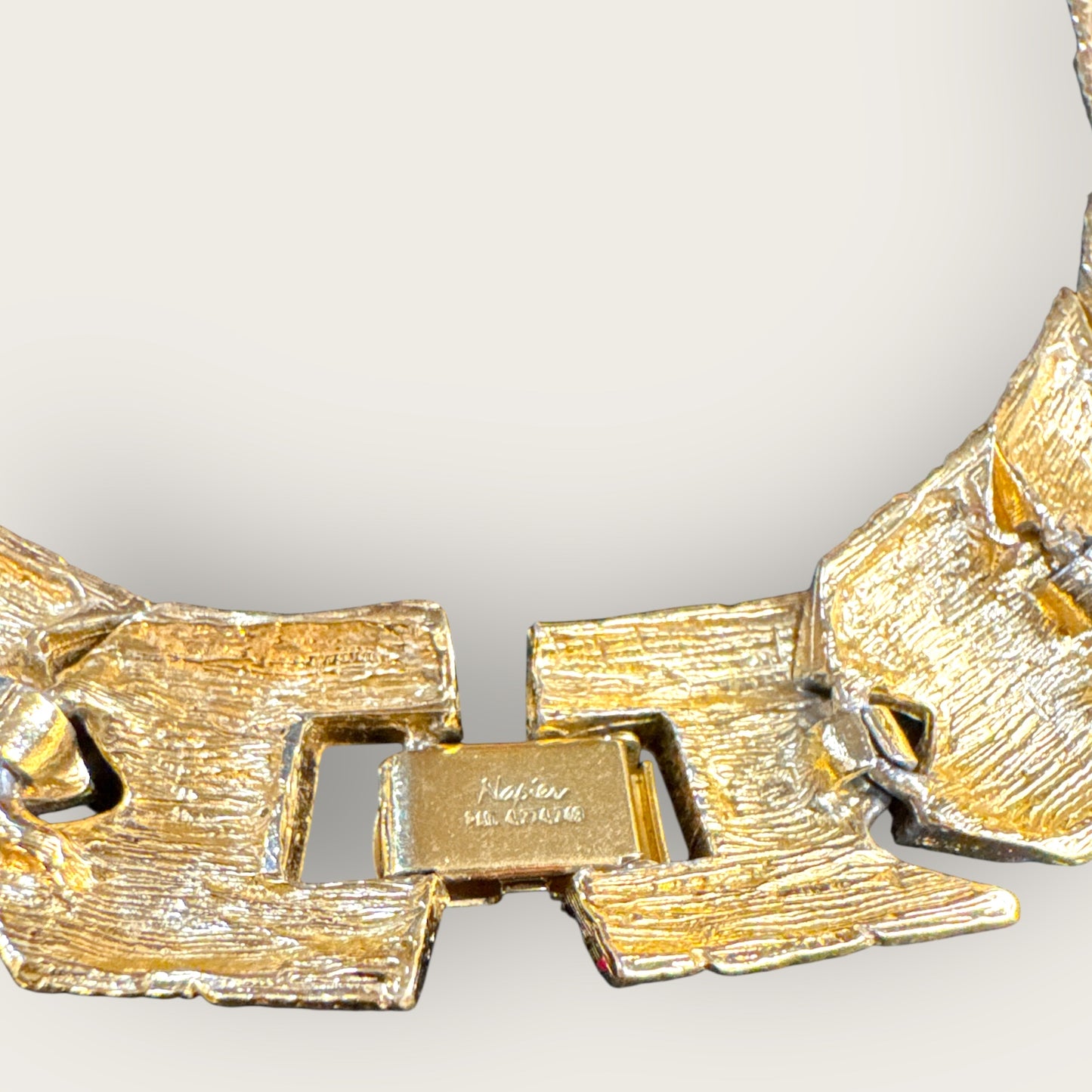 Vintage Napier Gold-Tone Basket Weave Choker Necklace | Signed & Patent Pending | 15” Statement Collar