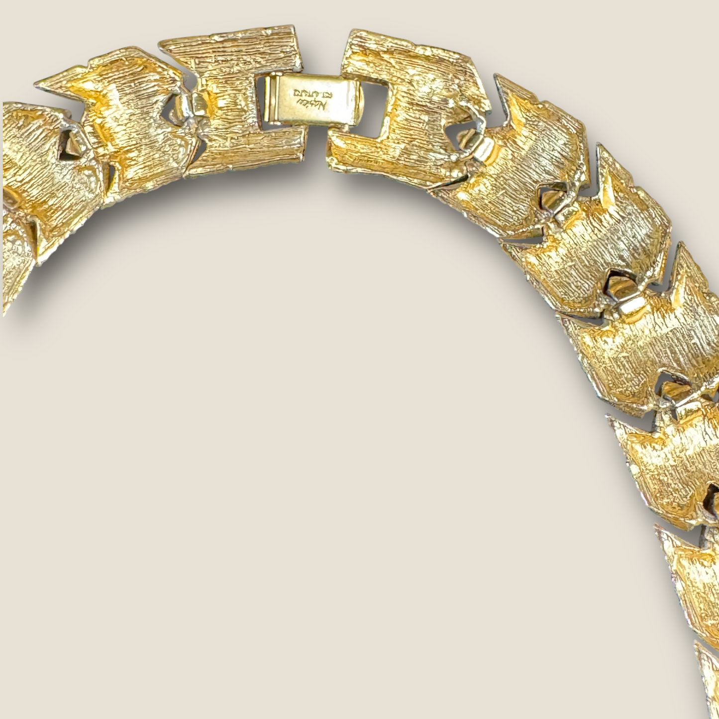 Vintage Napier Gold-Tone Basket Weave Choker Necklace | Signed & Patent Pending | 15” Statement Collar