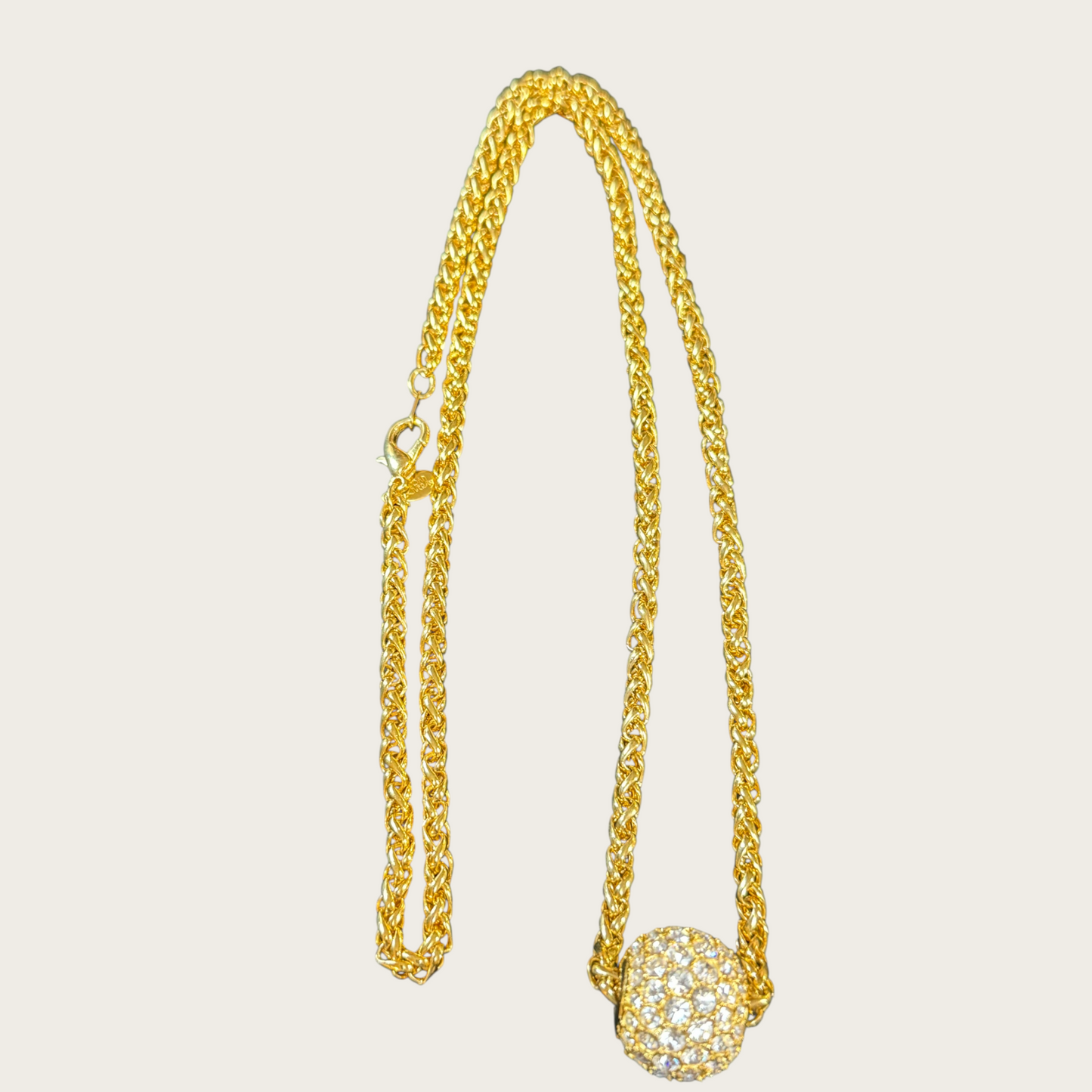 Signed Joan Rivers Gold-Tone Braided Chain Necklace with Swarovski Crystal Bead | Convertible Double Strand or Long Statement