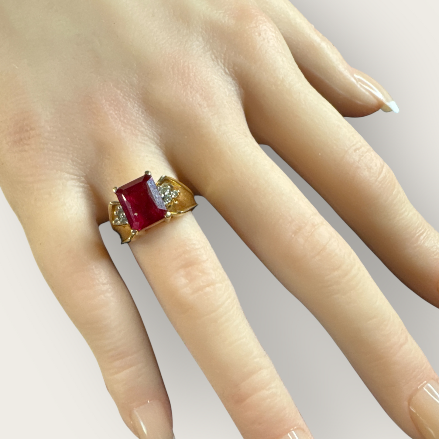 Vintage 10k Yellow Gold Ruby and Diamond Ring – Estate Fine Jewelry, Size 5.75