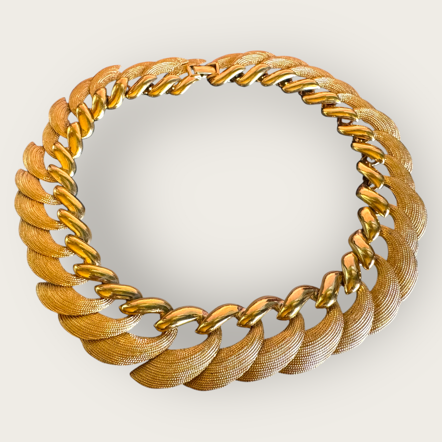 Vintage Napier Patent Pending Runway Necklace – Heavy Gold-Tone Articulated Statement Chain