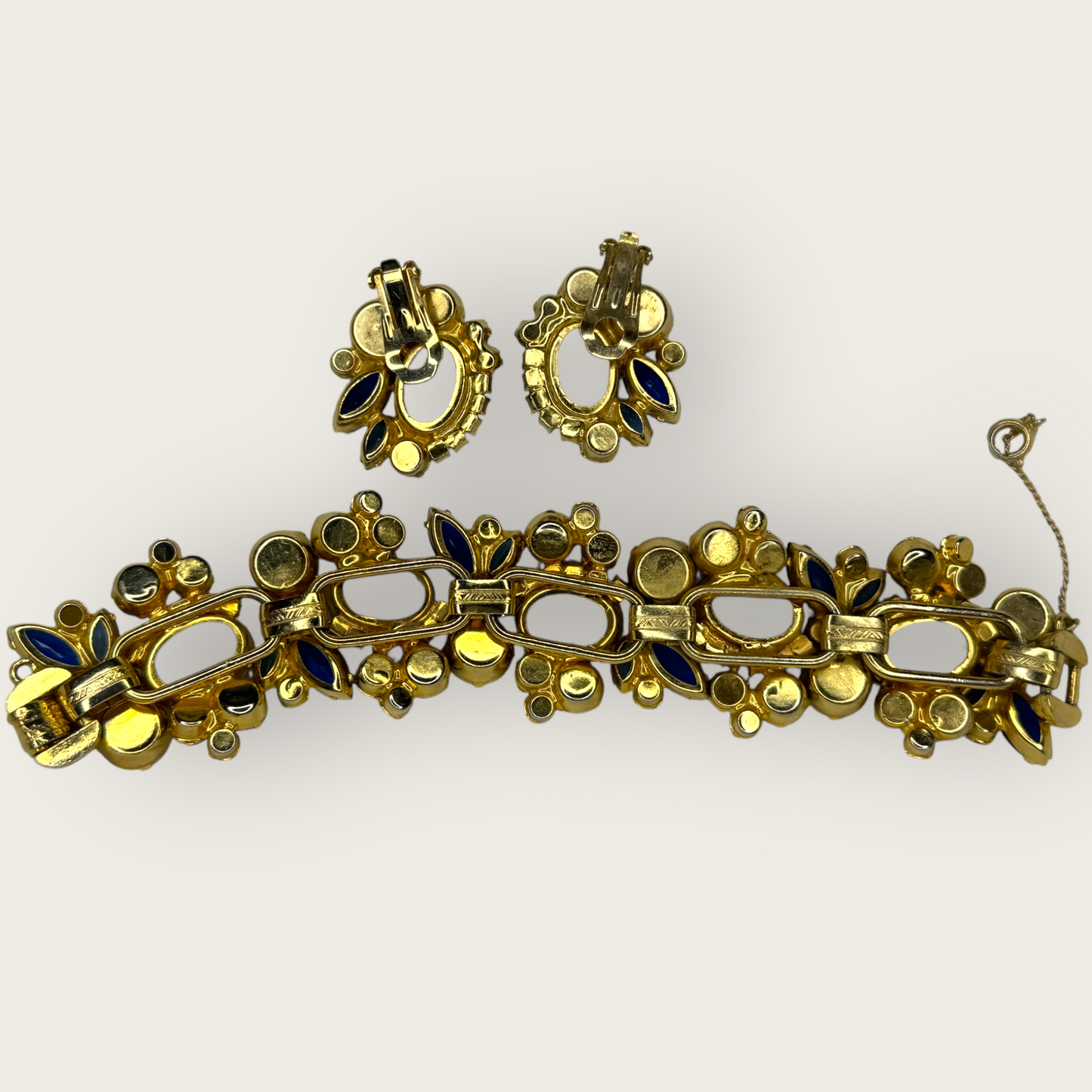 Juliana D&E Blue Gold Splatter Easter Egg Cabochon Bracelet & Earrings | Book Piece | Private Collection