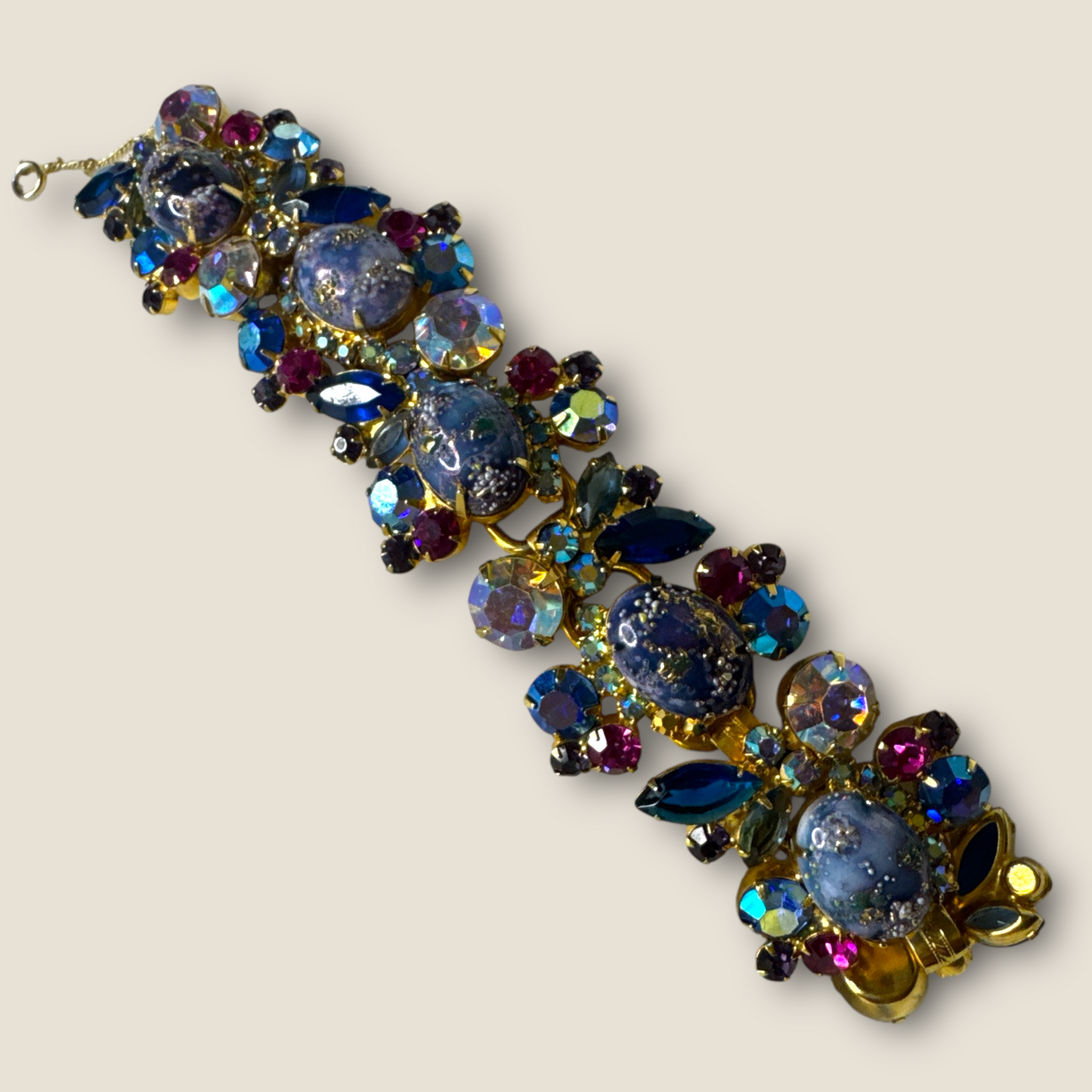 Juliana D&E Blue Gold Splatter Easter Egg Cabochon Bracelet & Earrings | Book Piece | Private Collection