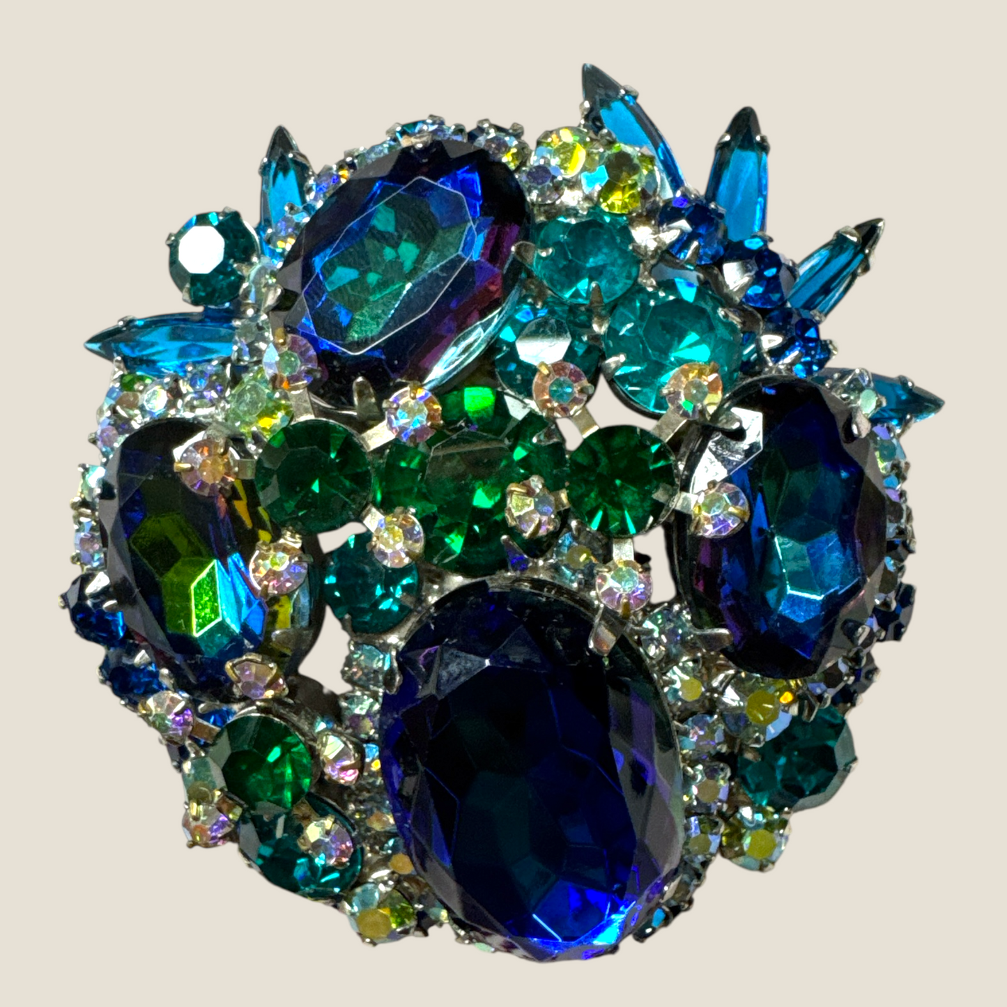 Vintage Juliana Heliotrope Rhinestone Brooch | DeLizza & Elster Watermelon, AB & Emerald Statement Pin | Private Collection
