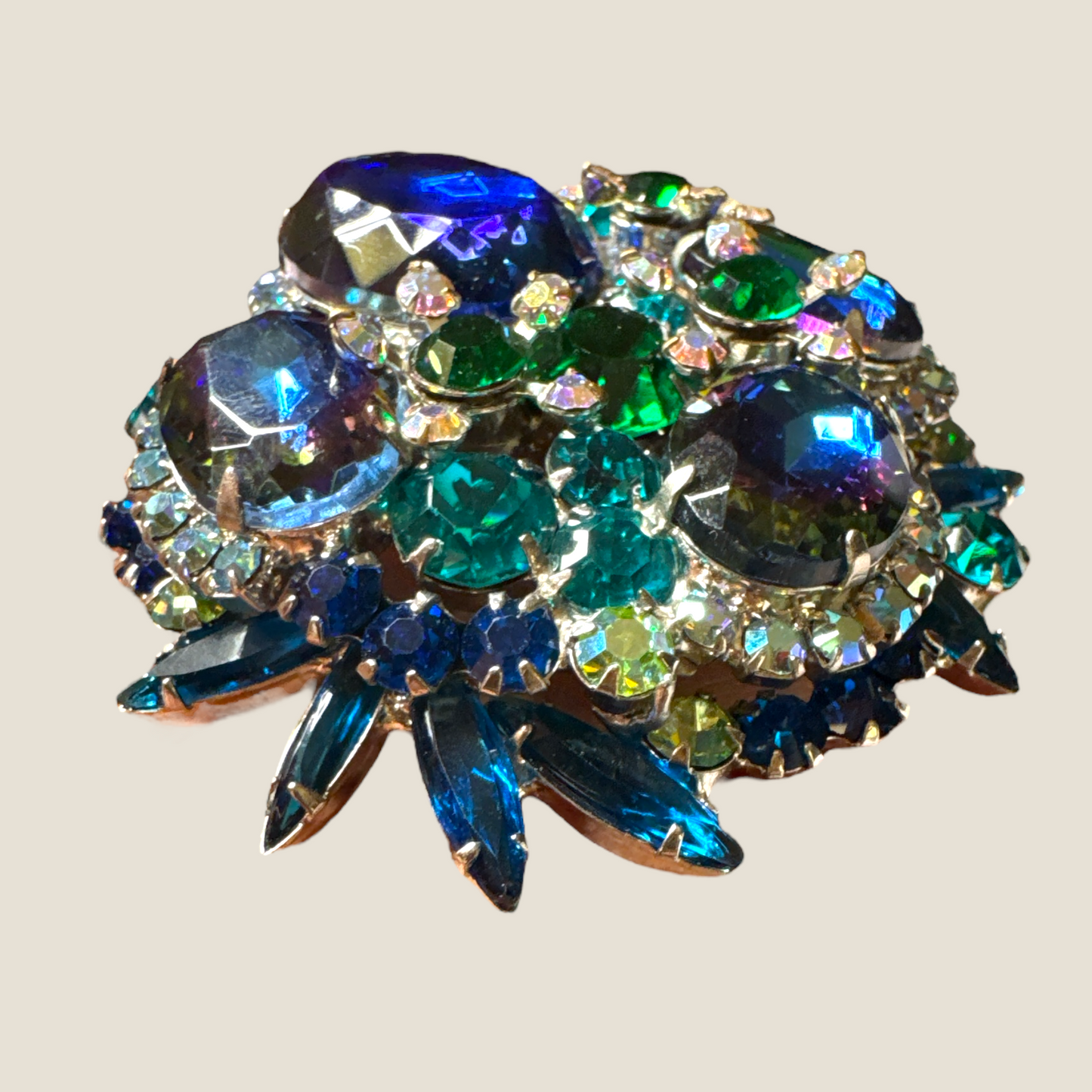 Vintage Juliana Heliotrope Rhinestone Brooch | DeLizza & Elster Watermelon, AB & Emerald Statement Pin | Private Collection
