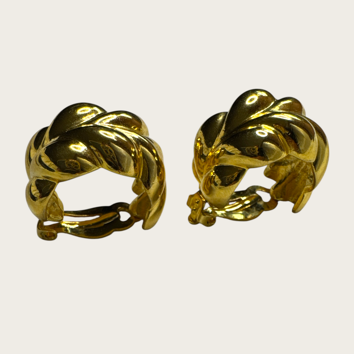 Vintage Joan Rivers Braided Gold-Tone Clip-On Earrings | Bold 90s Statement Jewelry