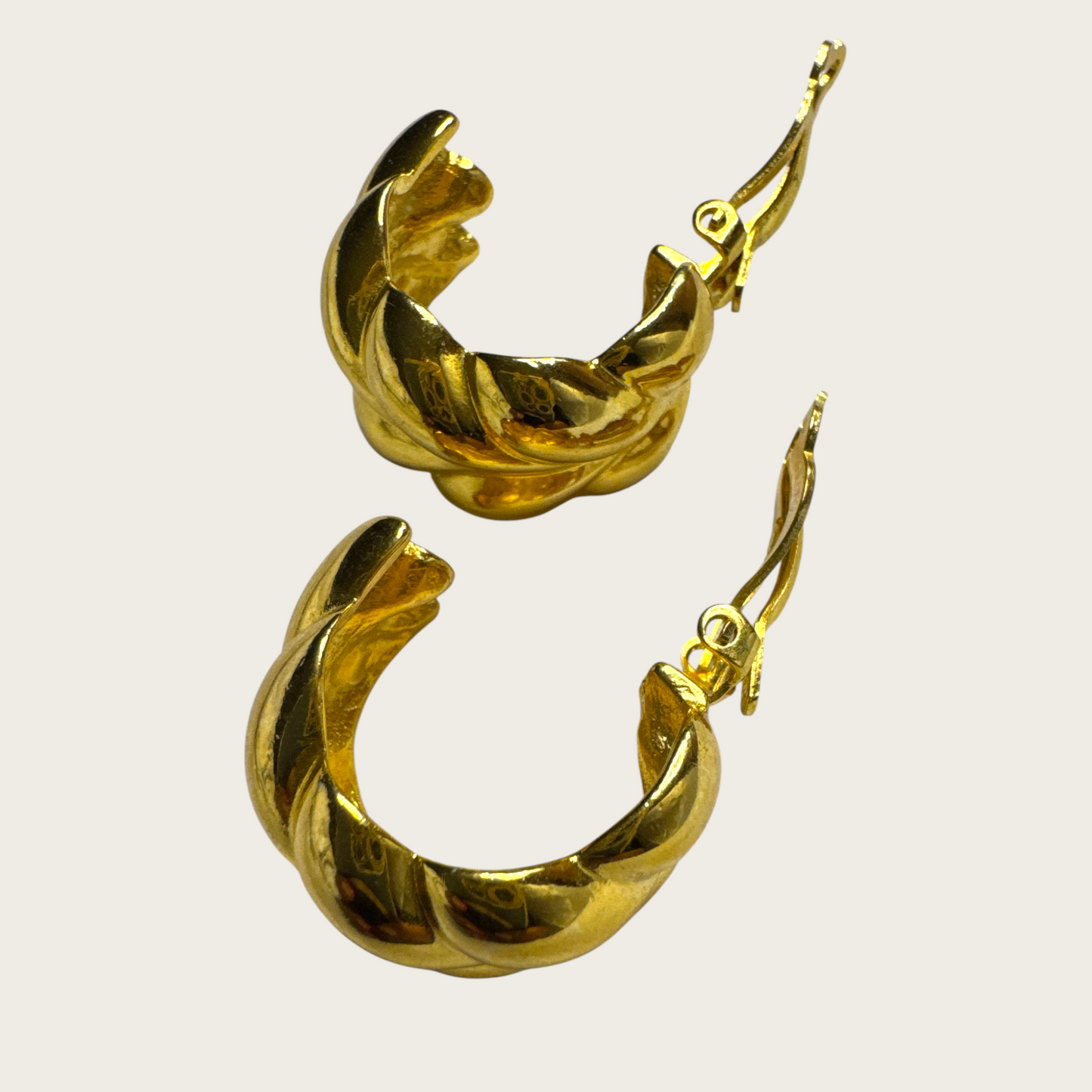 Vintage Joan Rivers Braided Gold-Tone Clip-On Earrings | Bold 90s Statement Jewelry
