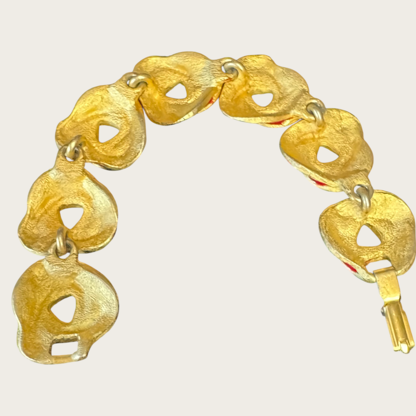 Vintage 1980s–90s Red Enamel Swirl Knot Necklace & Bracelet Set – Designer Quality Statement Jewelry