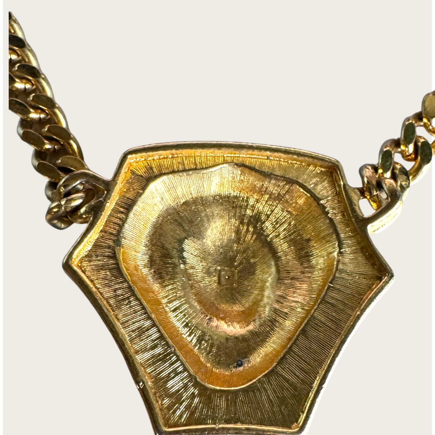 Vintage Anne Klein Lion Head Statement Necklace & Earrings Set | Black Enamel & Gold Tone