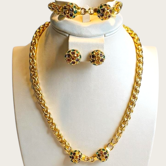 JBK by Camrose & Kross Gold-Tone Jeweled Orb Necklace, Bracelet & Earring Set | Private Collection