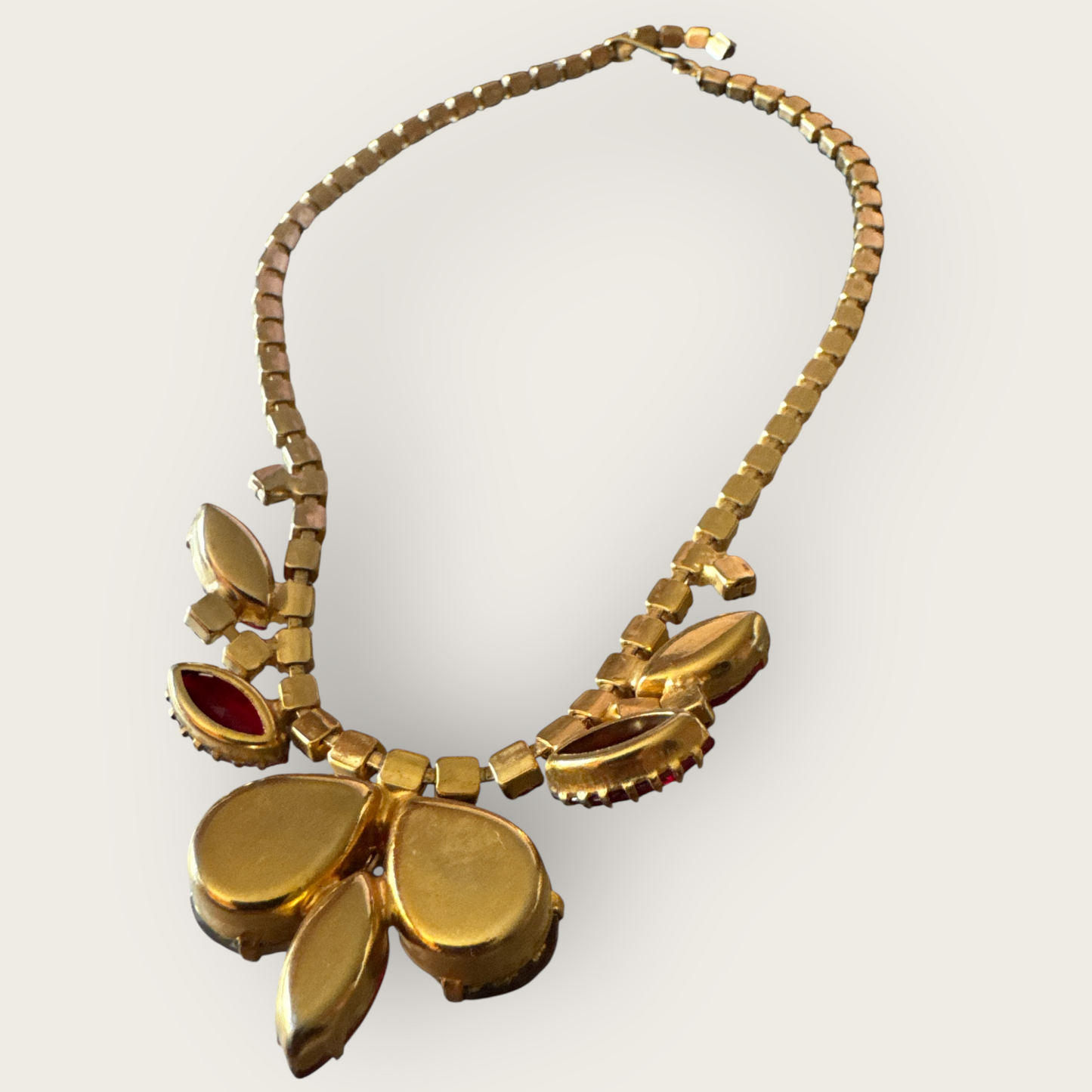 Vintage Juliana Carved Red & Amber Givre Rhinestone Necklace and Earrings Set | 1960s D&E Statement Jewelry