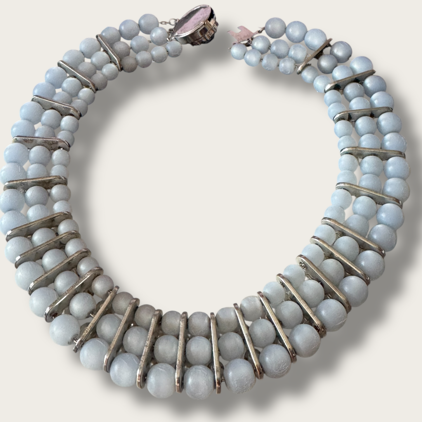 Vintage Powder Blue Cha-Cha Necklace, Bracelet & Earrings Set | 1950s Rhinestone Demi Parure