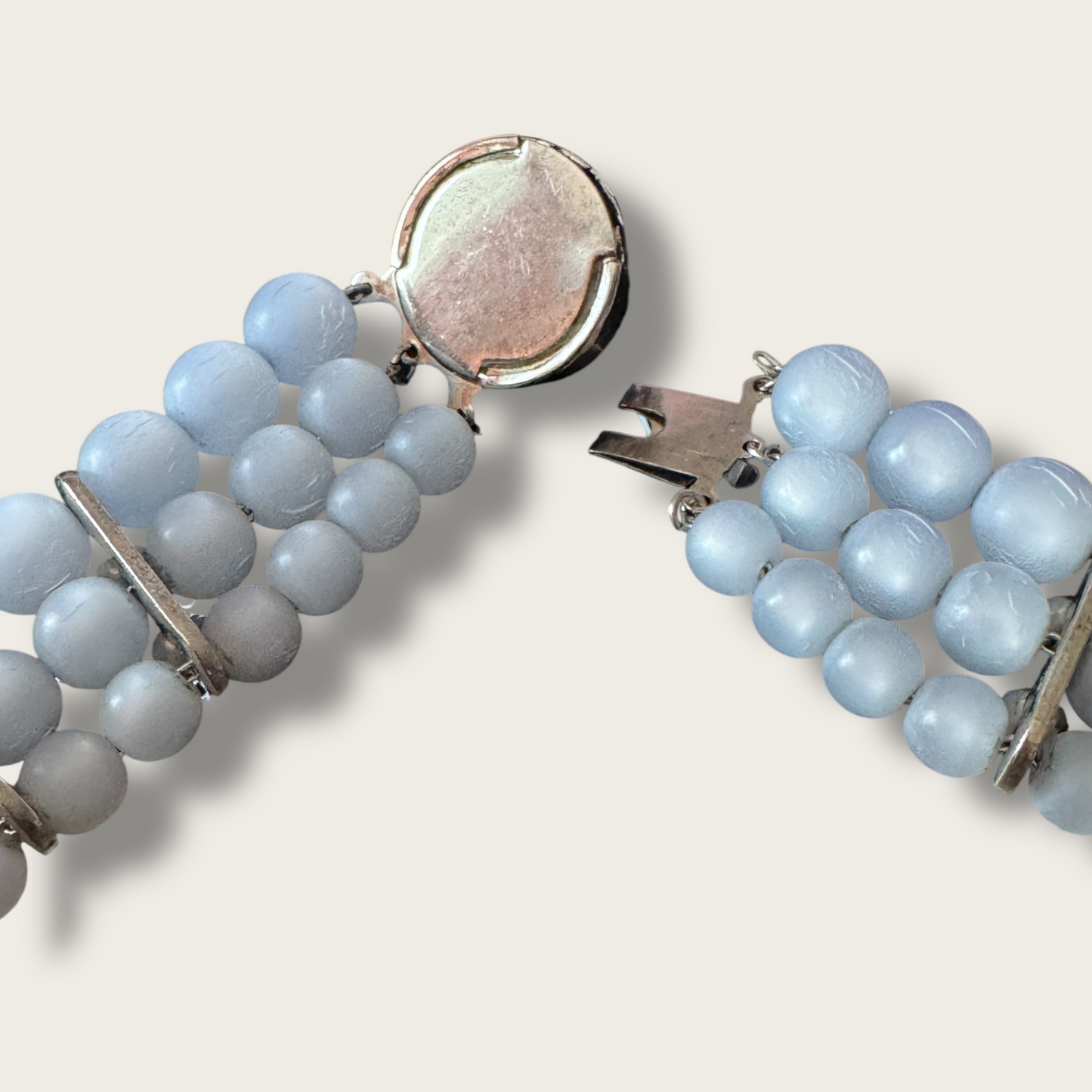 Vintage Powder Blue Cha-Cha Necklace, Bracelet & Earrings Set | 1950s Rhinestone Demi Parure