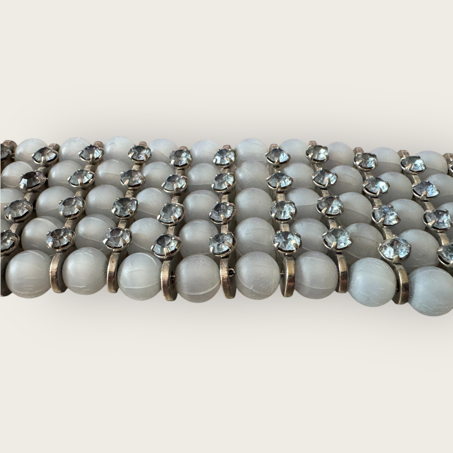 Vintage Powder Blue Cha-Cha Necklace, Bracelet & Earrings Set | 1950s Rhinestone Demi Parure