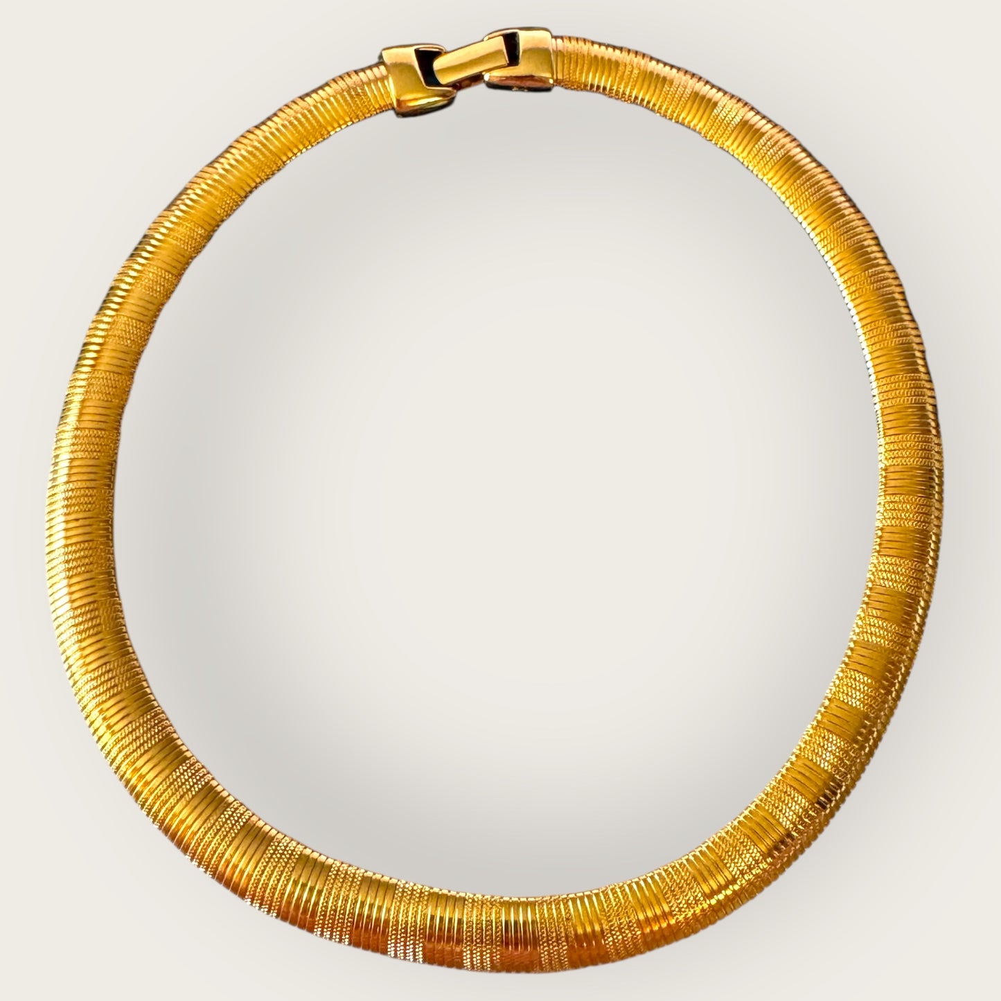 Vintage Napier Textured Omega Collar Necklace – Gold-Tone Patent Pending Design