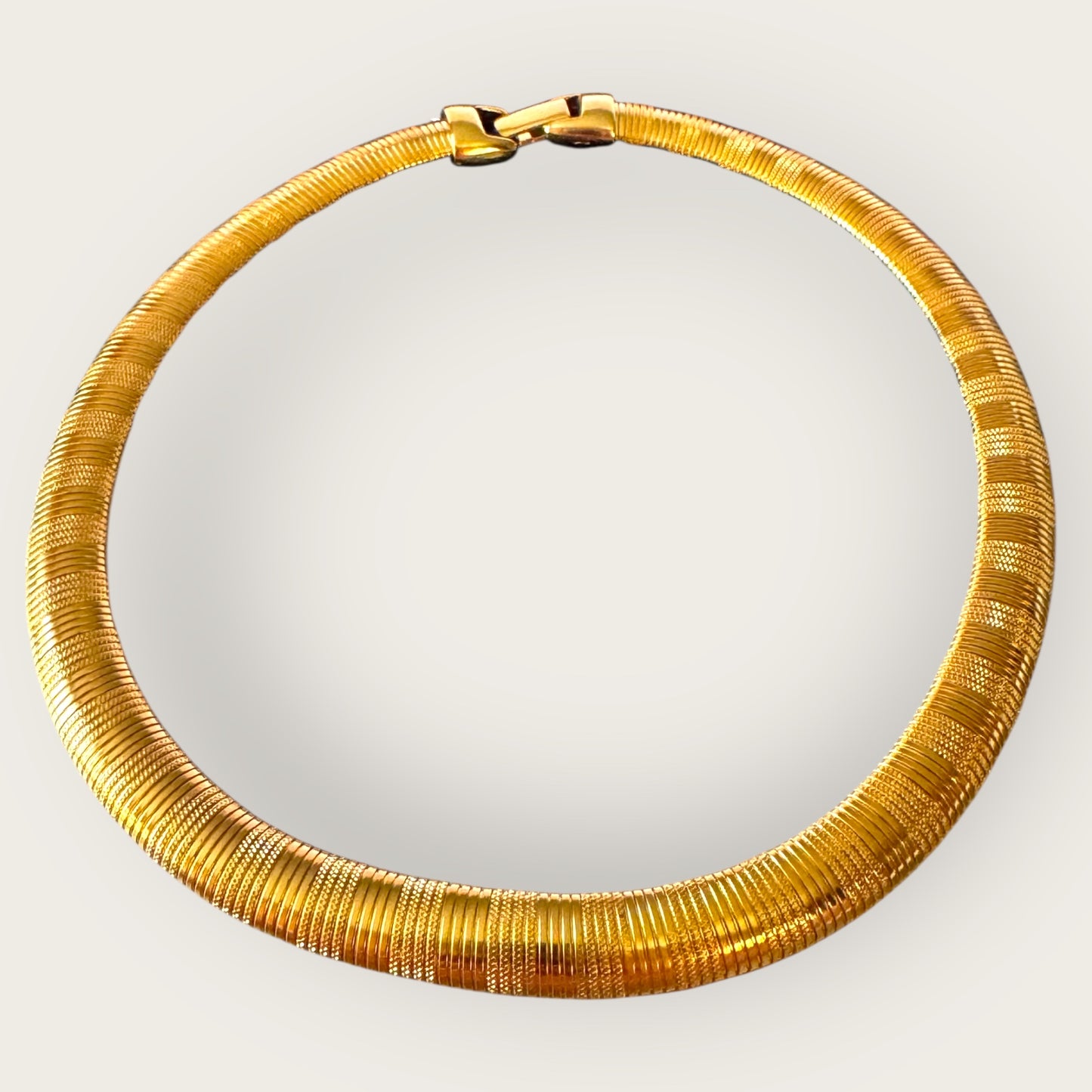 Vintage Napier Textured Omega Collar Necklace – Gold-Tone Patent Pending Design