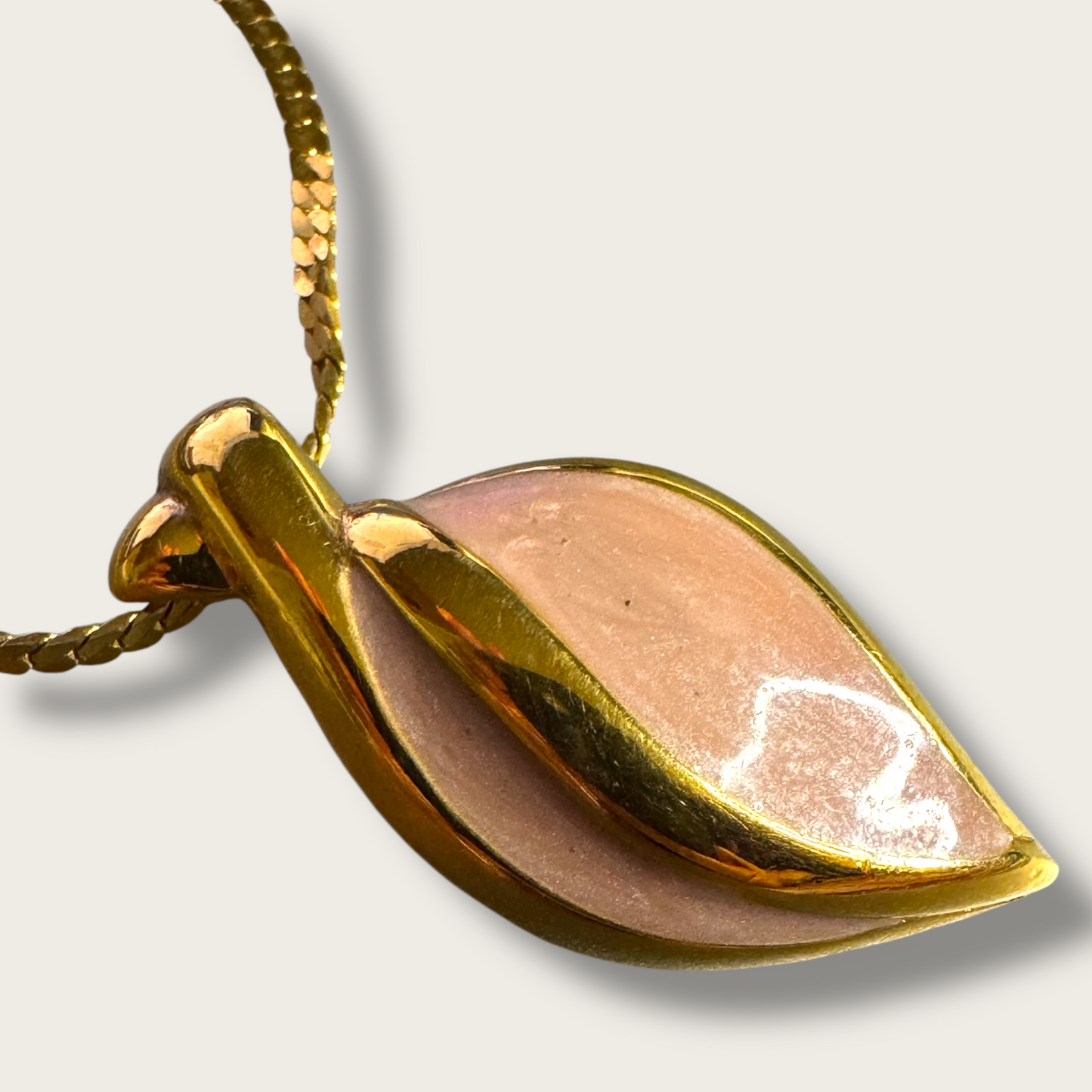 Vintage Napier Pink Enamel Pendant Necklace – 18” Gold-Tone Chain
