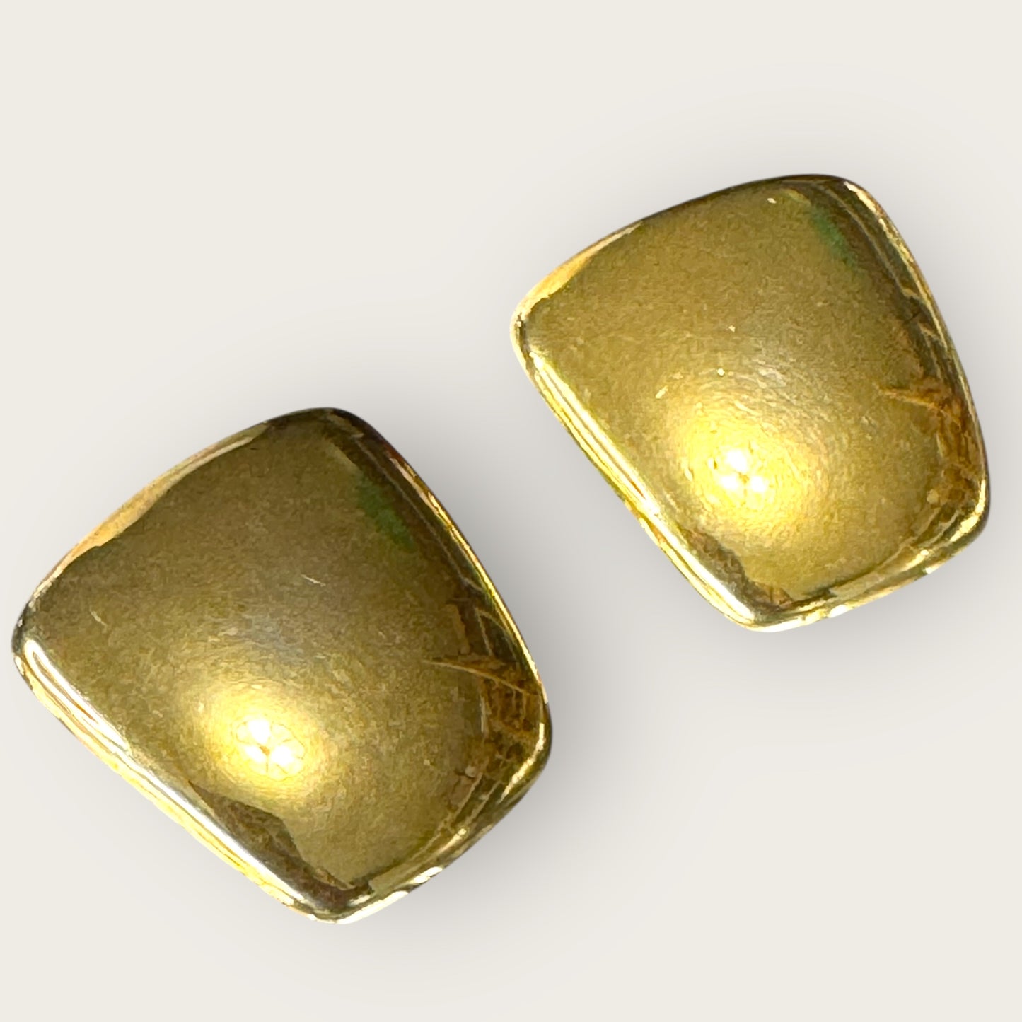 Vintage Anne Klein Gold-Tone Geometric Statement Earrings – Chunky Signed Post Backs, 1980s Power Chic