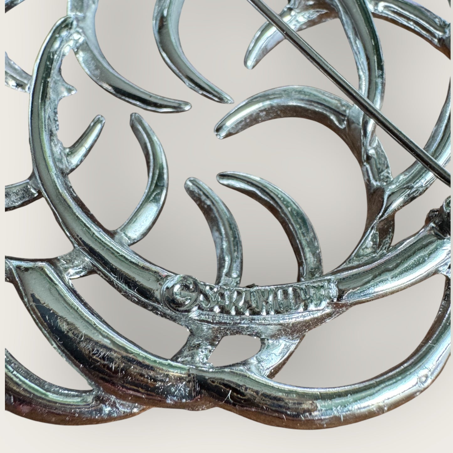 Vintage Sarah Coventry Silver Textured Swirl Brooch – Signed Mid-Century Modern Statement, 2.5”