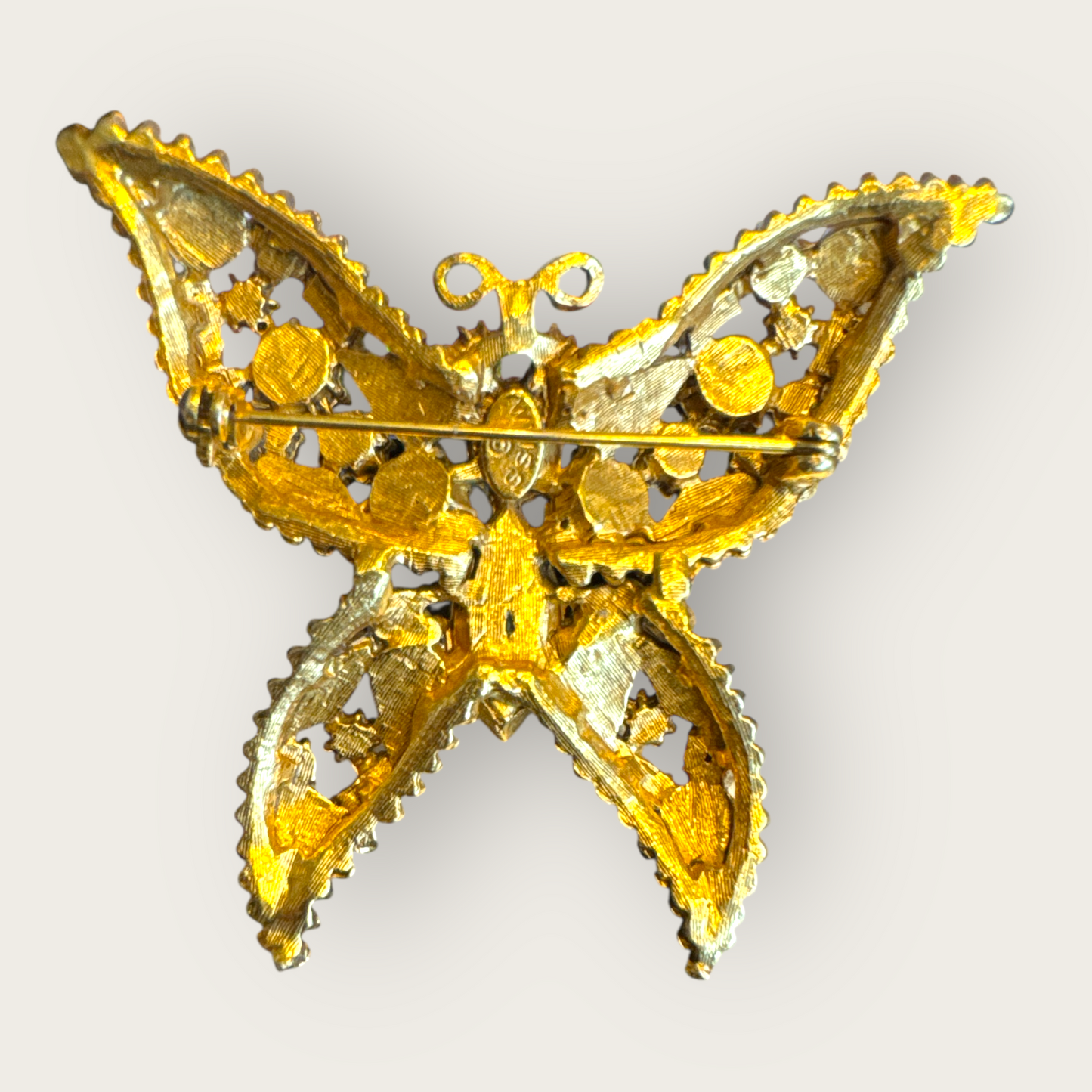 Signed Weiss Vintage Green Butterfly Brooch with Uranium Glass – Heavy Gold Tone Statement Pin | Private Collection