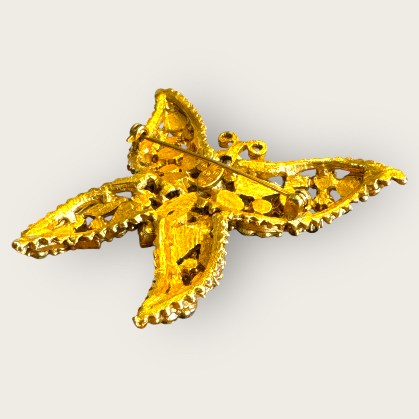 Signed Weiss Vintage Green Butterfly Brooch with Uranium Glass – Heavy Gold Tone Statement Pin | Private Collection
