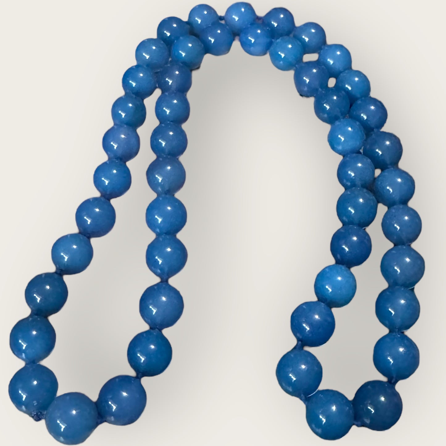 Vintage Cal Sydney Necklace – 12.4mm Polished Beads, 26” Strand, 120g Statement Stone Jewelry