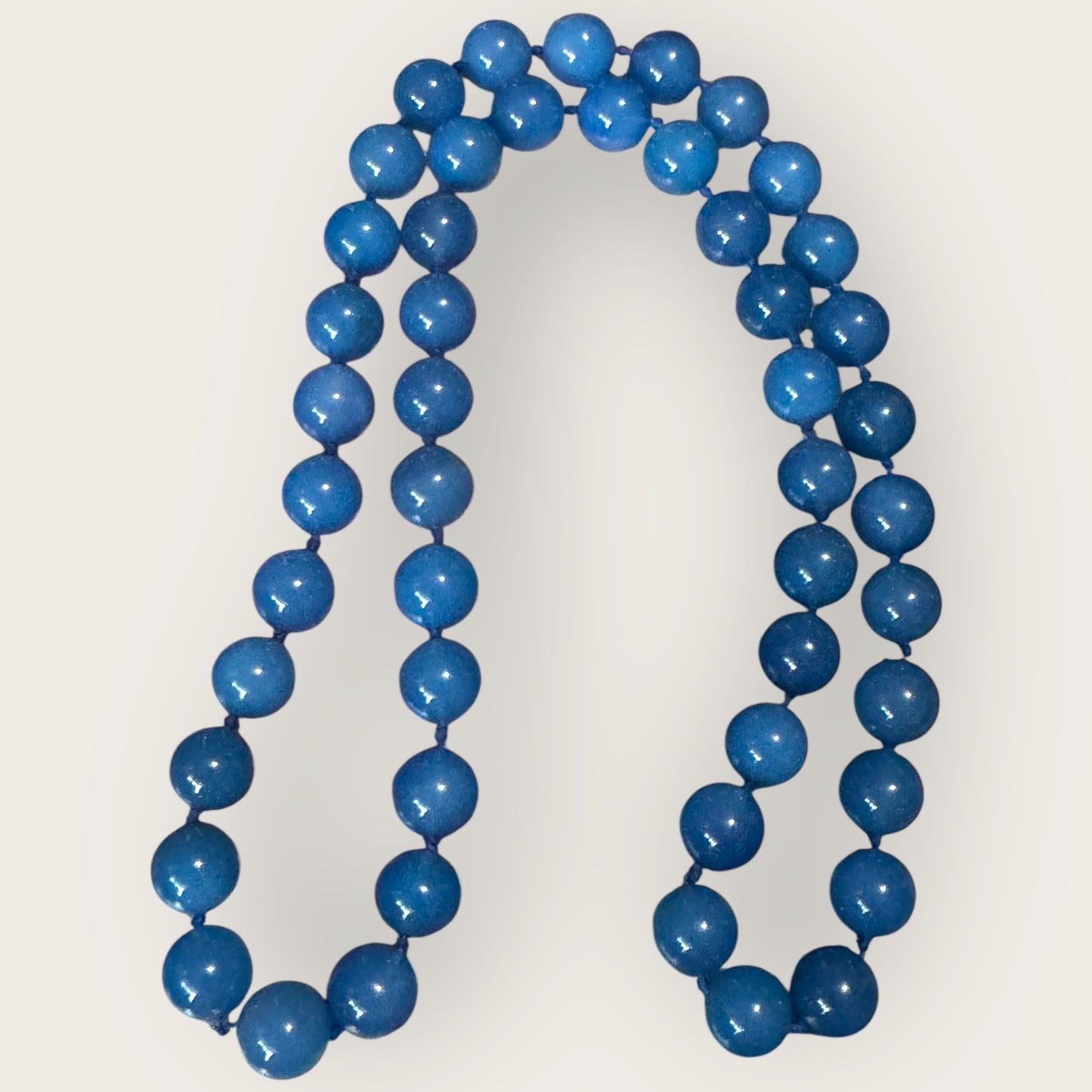 Vintage Cal Sydney Necklace – 12.4mm Polished Beads, 26” Strand, 120g Statement Stone Jewelry