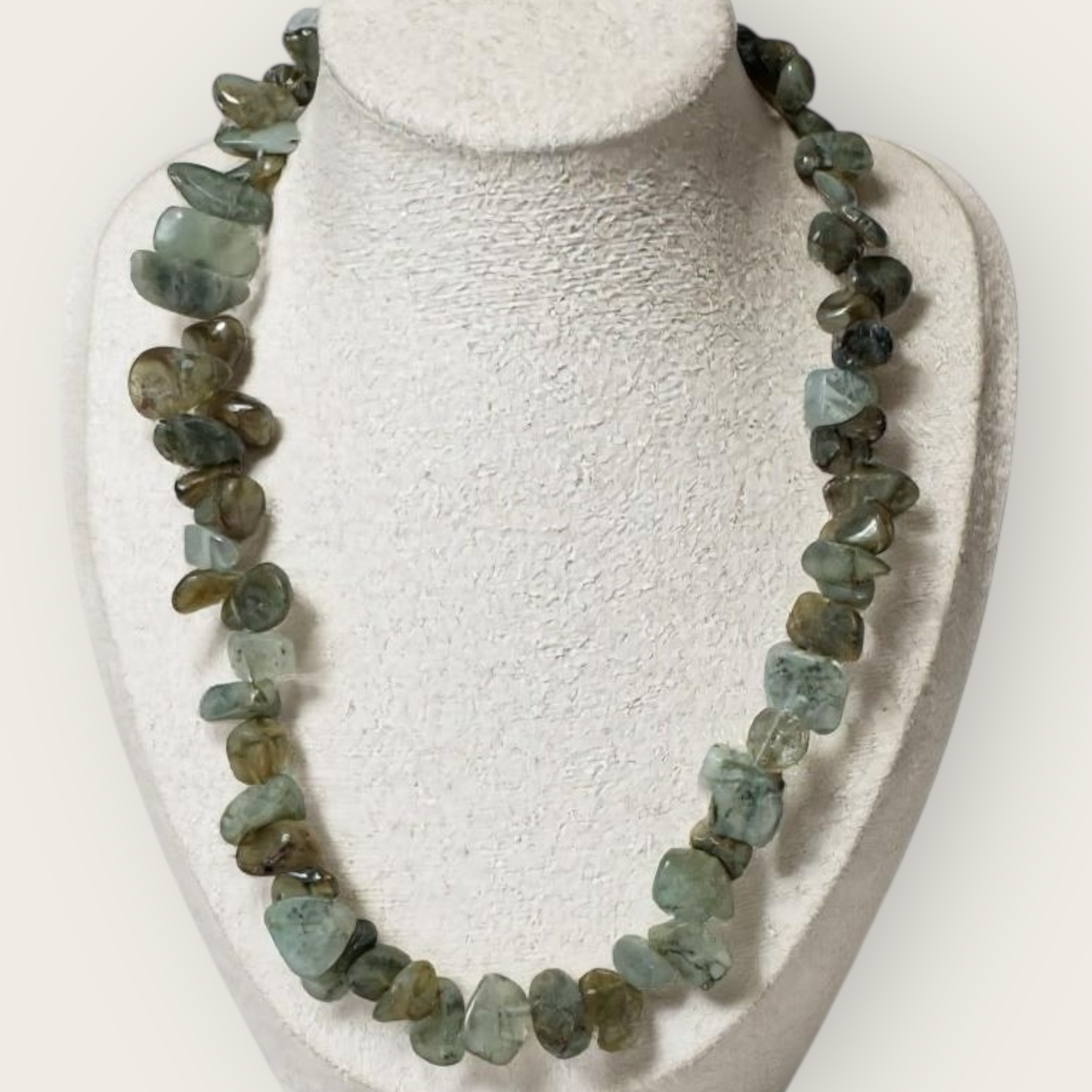Vintage Chunky Labradorite Nugget Necklace – 925 Sterling Silver Clasp – 18”