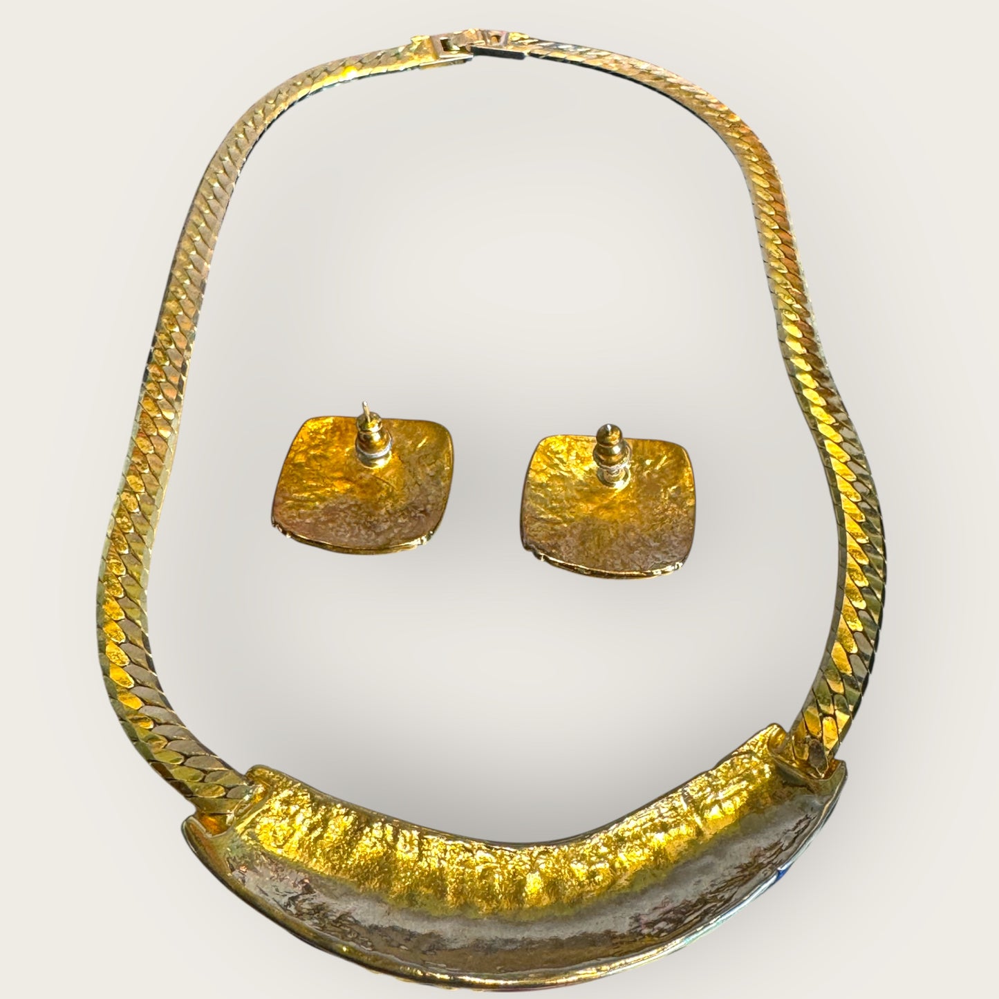 Vintage 80s/90s Enamel Necklace & Earring Set – Bold Retro Glam