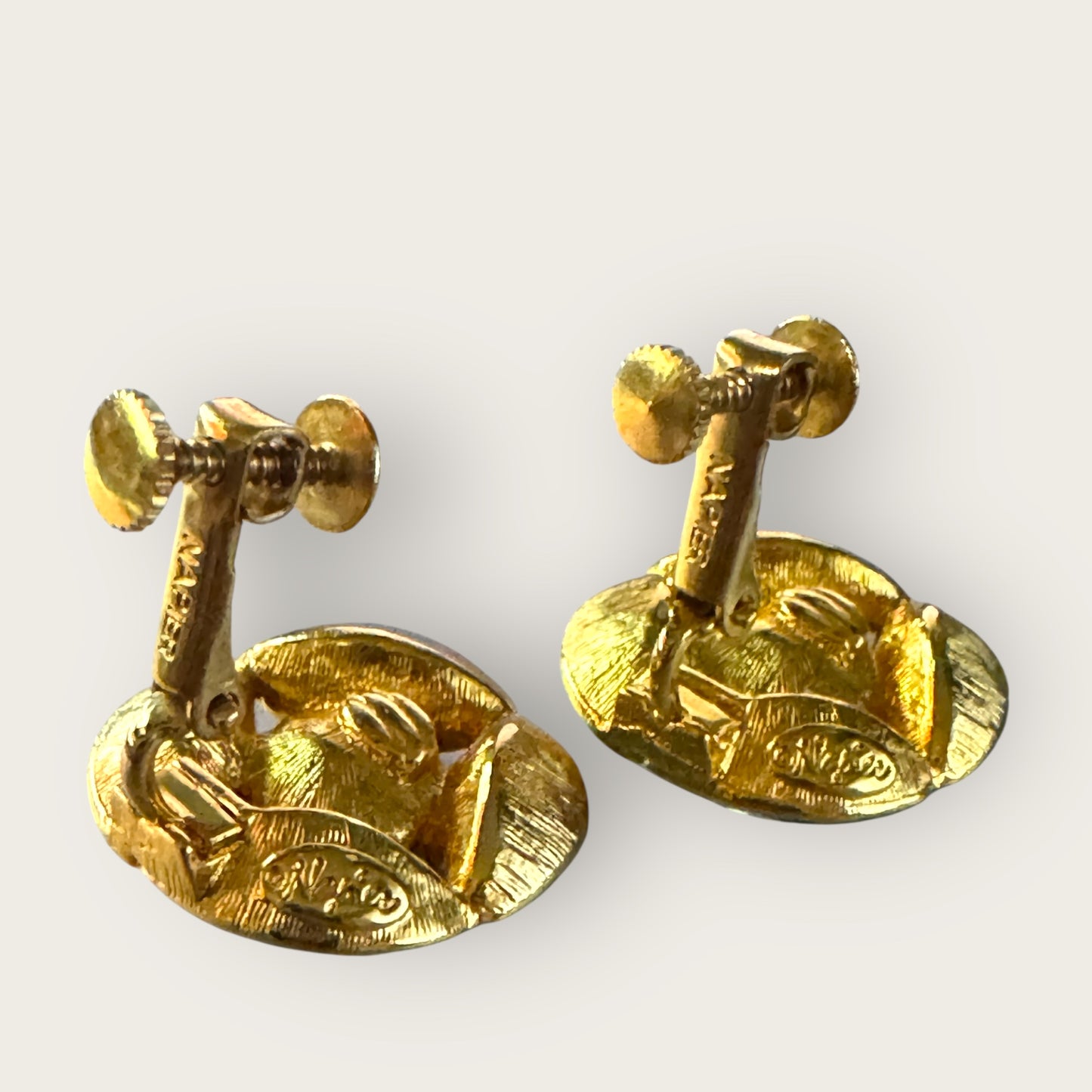 Vintage Napier Crystal & Black Onyx Glass Clip-On Screwback Earrings – Gold-Tone Statement Jewelry