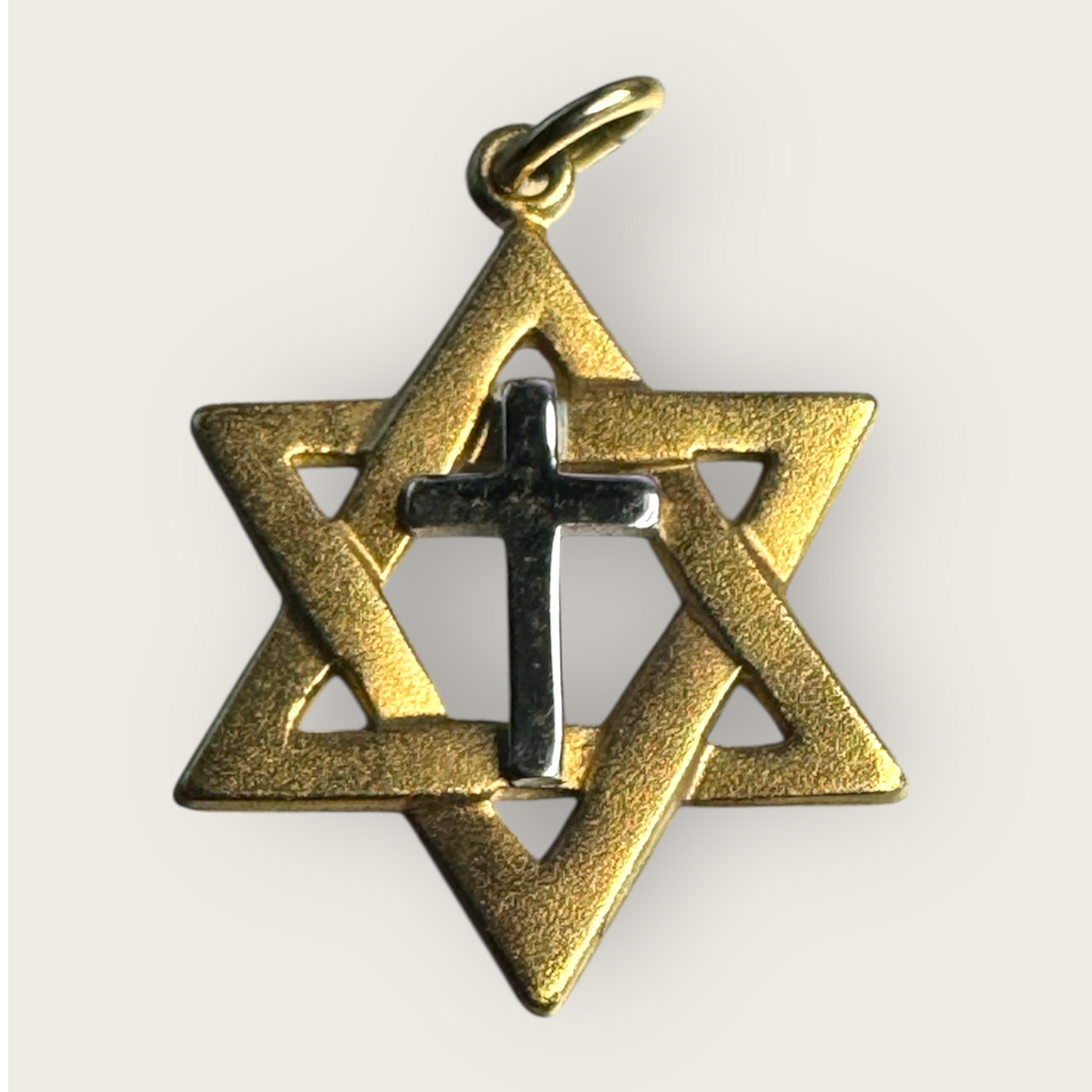 Vintage Messianic Star Pendant – Star of David with Cross – 14K Gold-Filled – Marked 14K G.F. Δ – c. 1970s–1990s – 2g