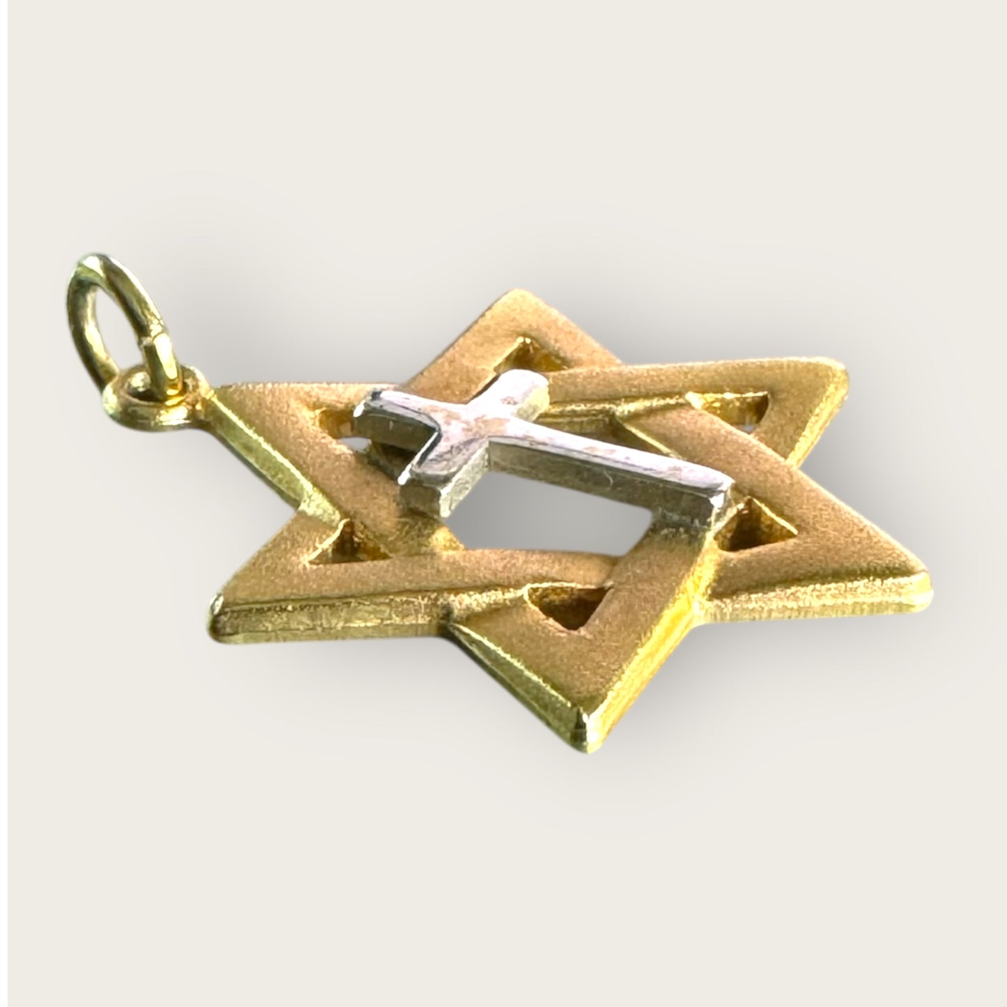 Vintage Messianic Star Pendant – Star of David with Cross – 14K Gold-Filled – Marked 14K G.F. Δ – c. 1970s–1990s – 2g