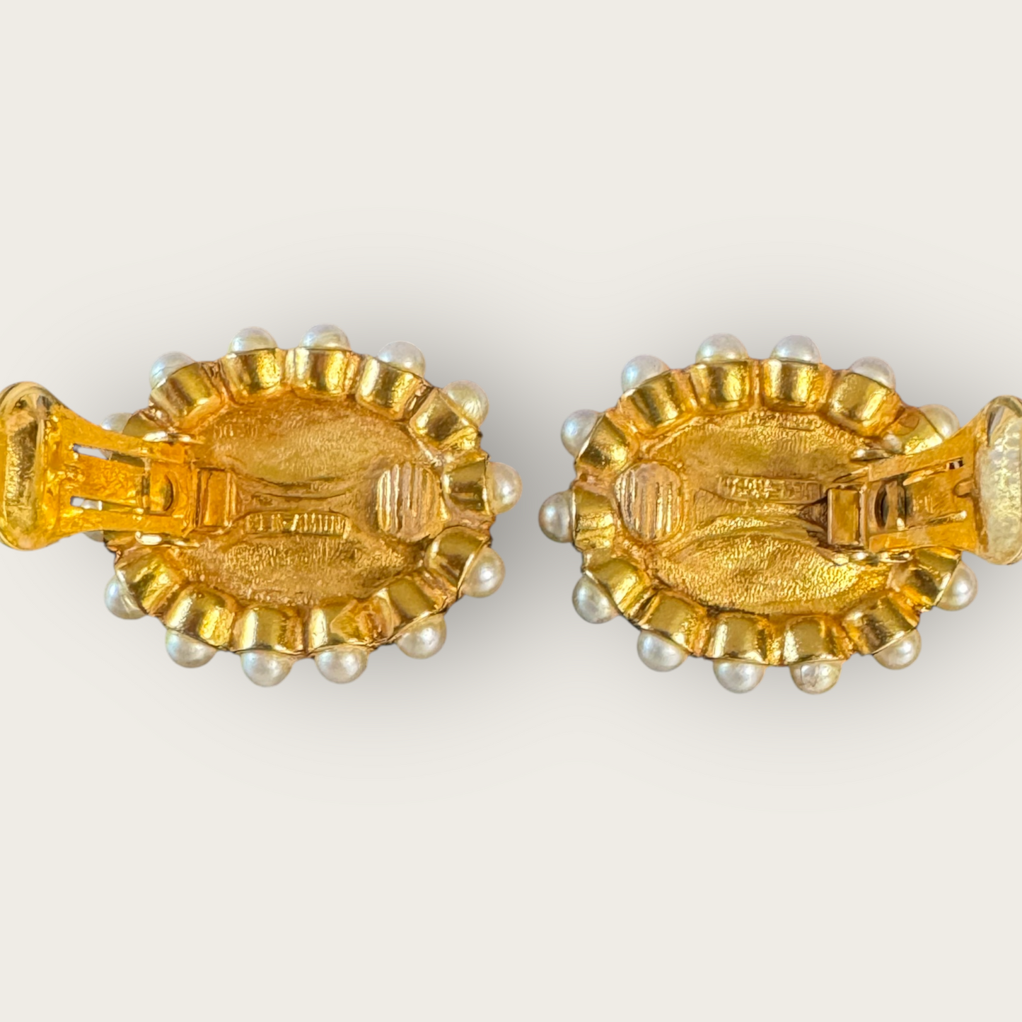 Vintage Ben-Amun Red Lucite & Faux Pearl Clip-On Earrings