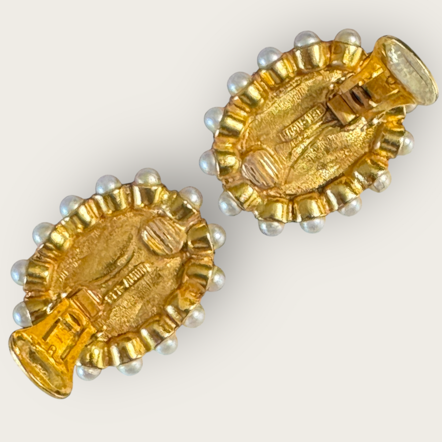 Vintage Ben-Amun Red Lucite & Faux Pearl Clip-On Earrings