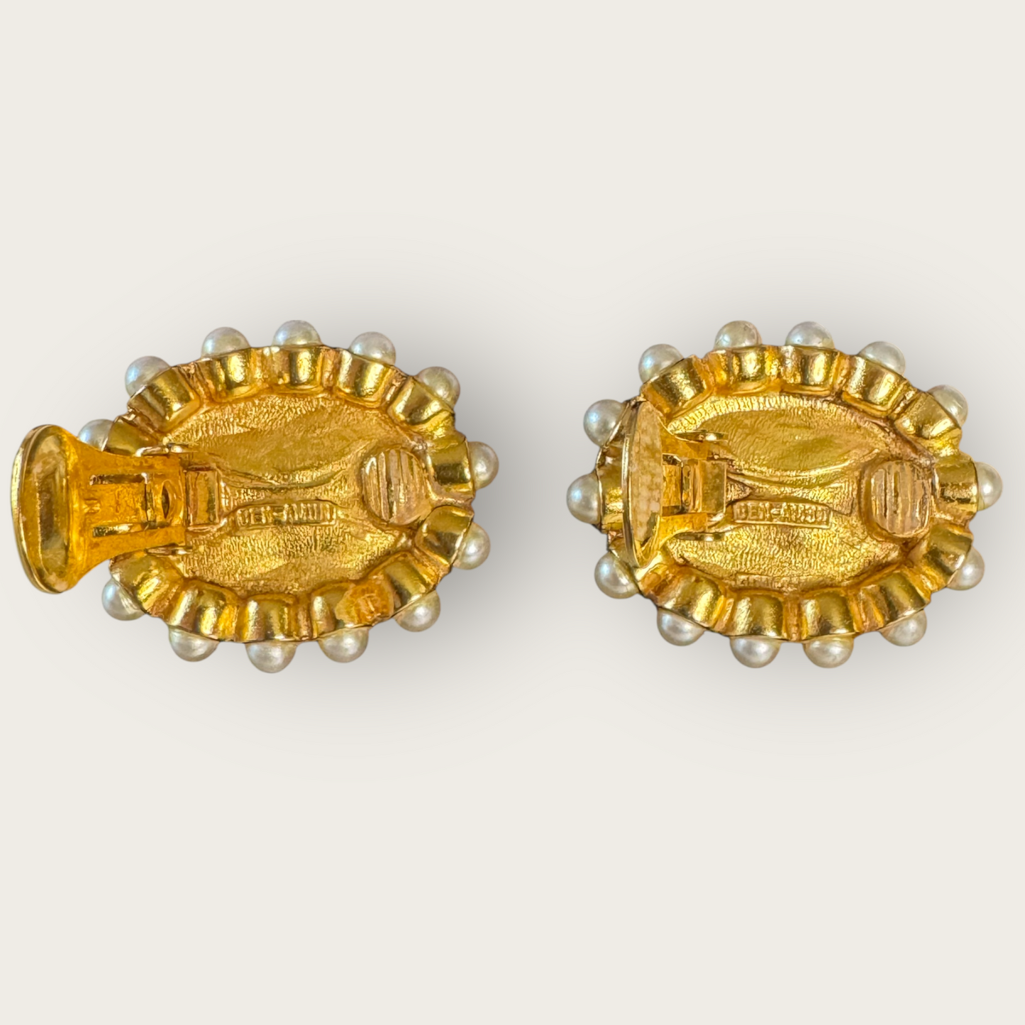 Vintage Ben-Amun Red Lucite & Faux Pearl Clip-On Earrings