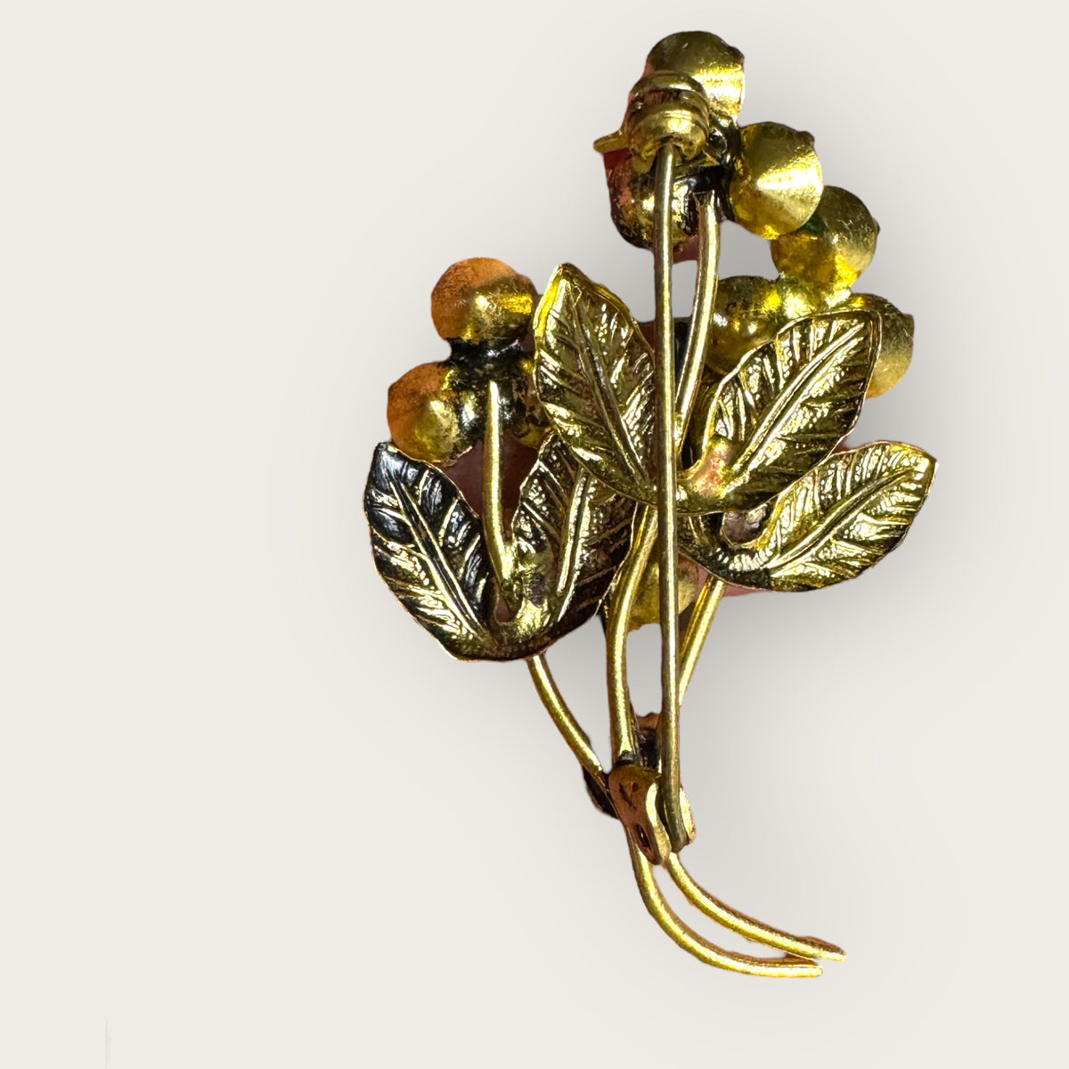 Vintage Austrian-Style Blue & Teal Rhinestone Floral Brooch – Mid-Century Bouquet Pin, Gold-Tone, 1950s–60s