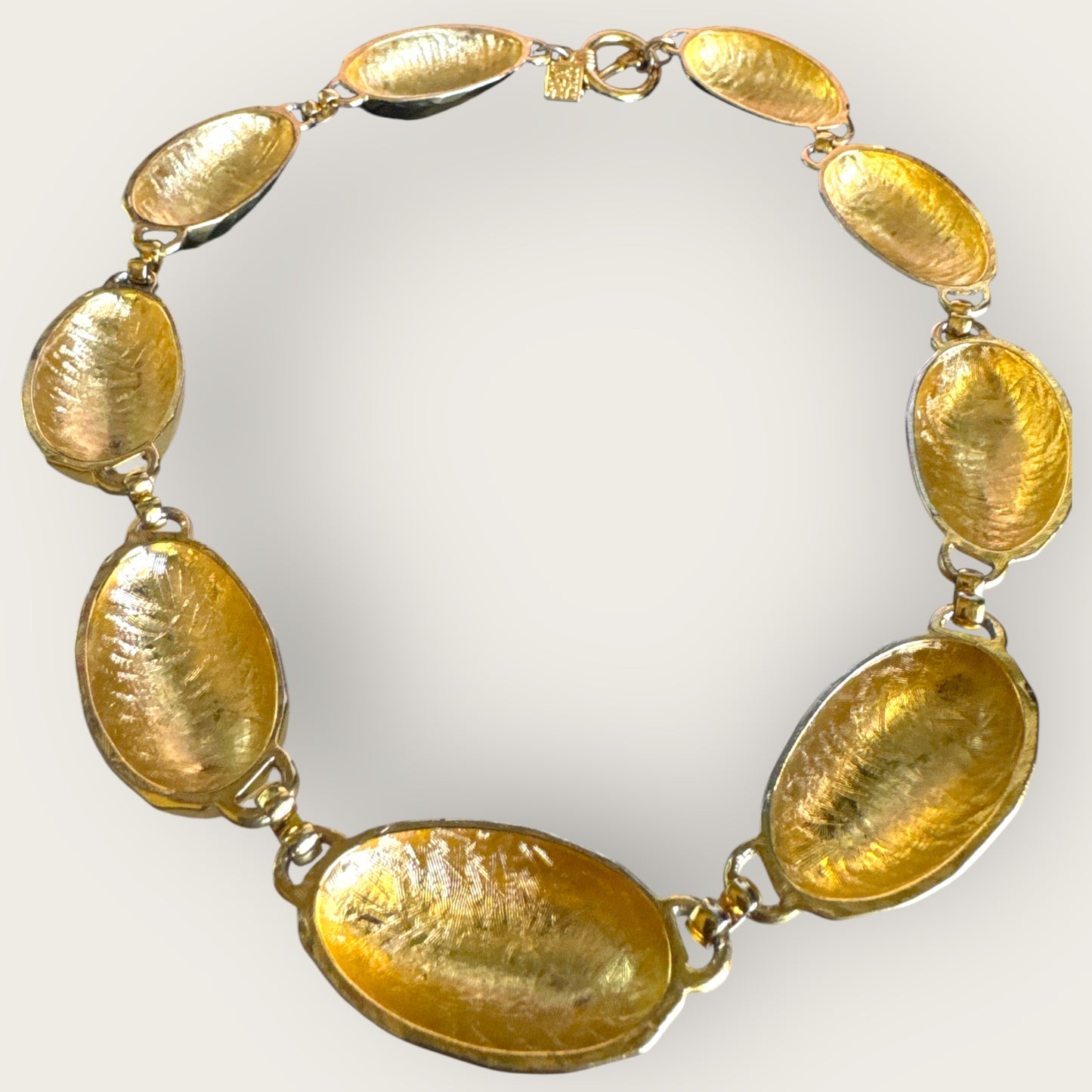 Vintage Anne Klein Chunky Gold Tone Faceted Panel Runway Necklace