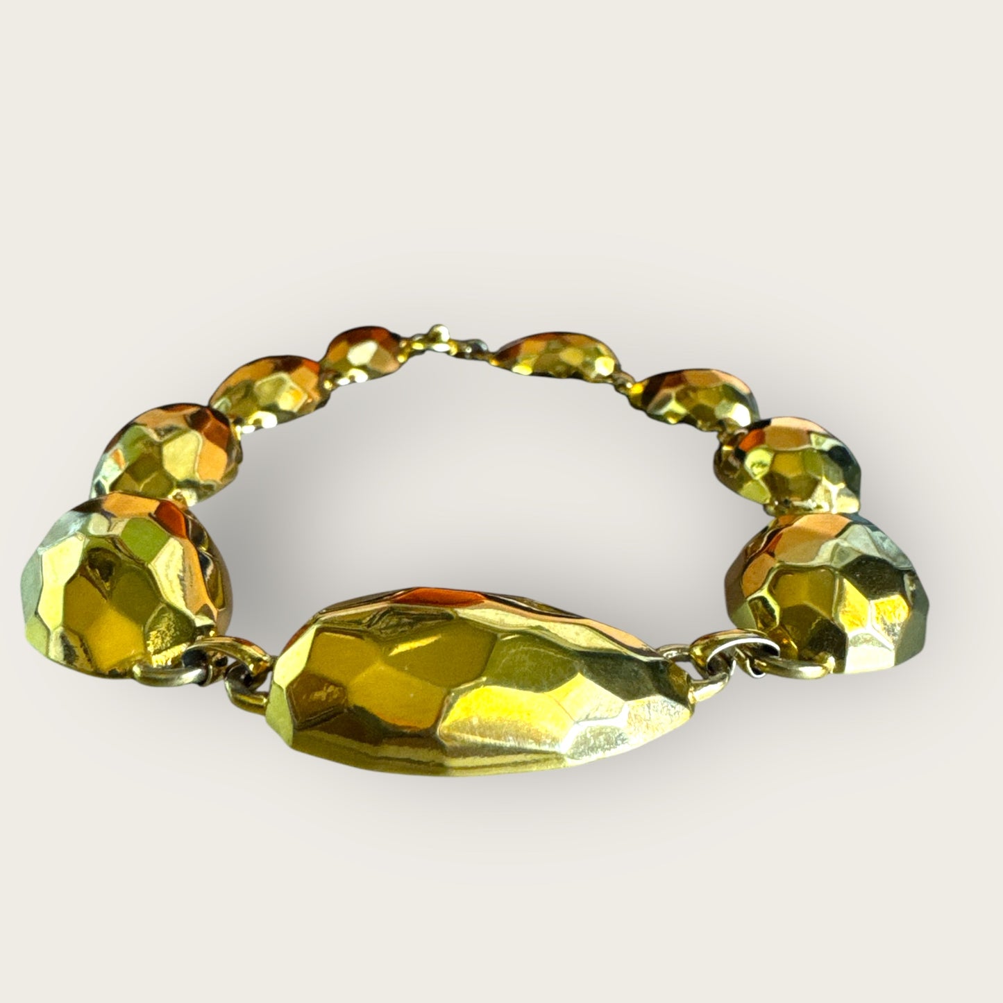 Vintage Anne Klein Chunky Gold Tone Faceted Panel Runway Necklace